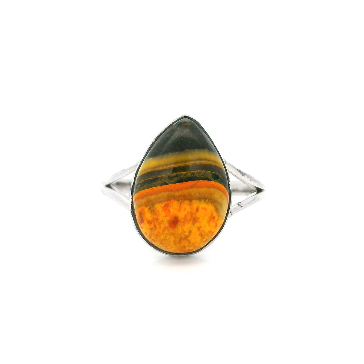 Bumblebee Jasper Cabochon Ring - Bezel Set in Sterling Silver