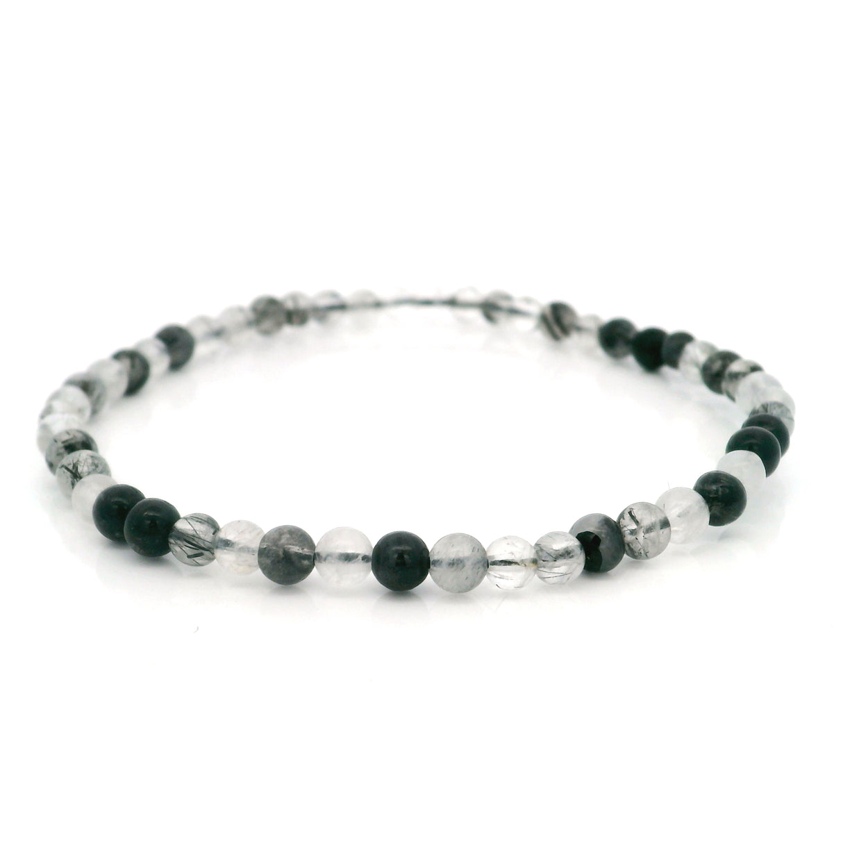 Tourmalated Quartz Beaded Bracelet - 4mm Round