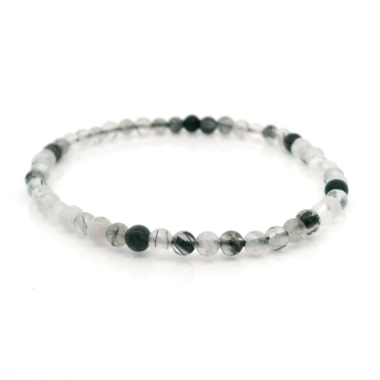 Tourmalated Quartz Beaded Bracelet - 4mm Round