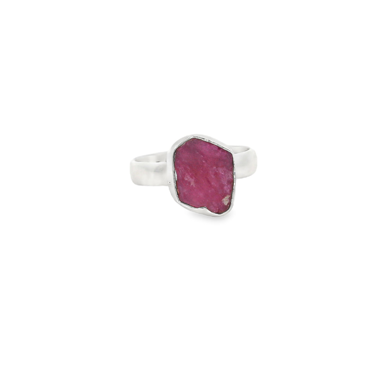 Bague Rubis - Forme Libre Naturelle Sertie Argent Simple Taille 5