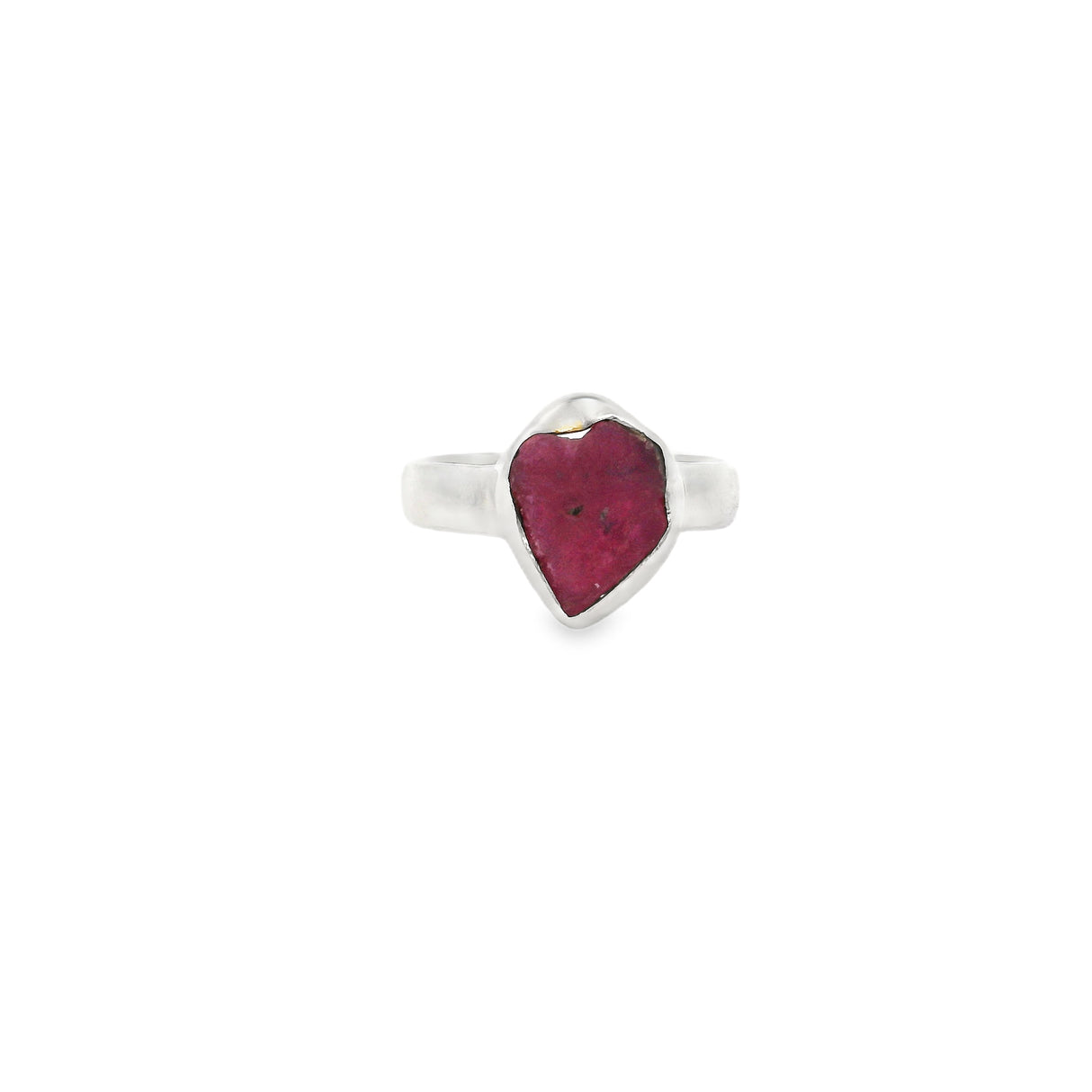 Bague Rubis - Forme Libre Naturelle Sertie Argent Simple Taille 5