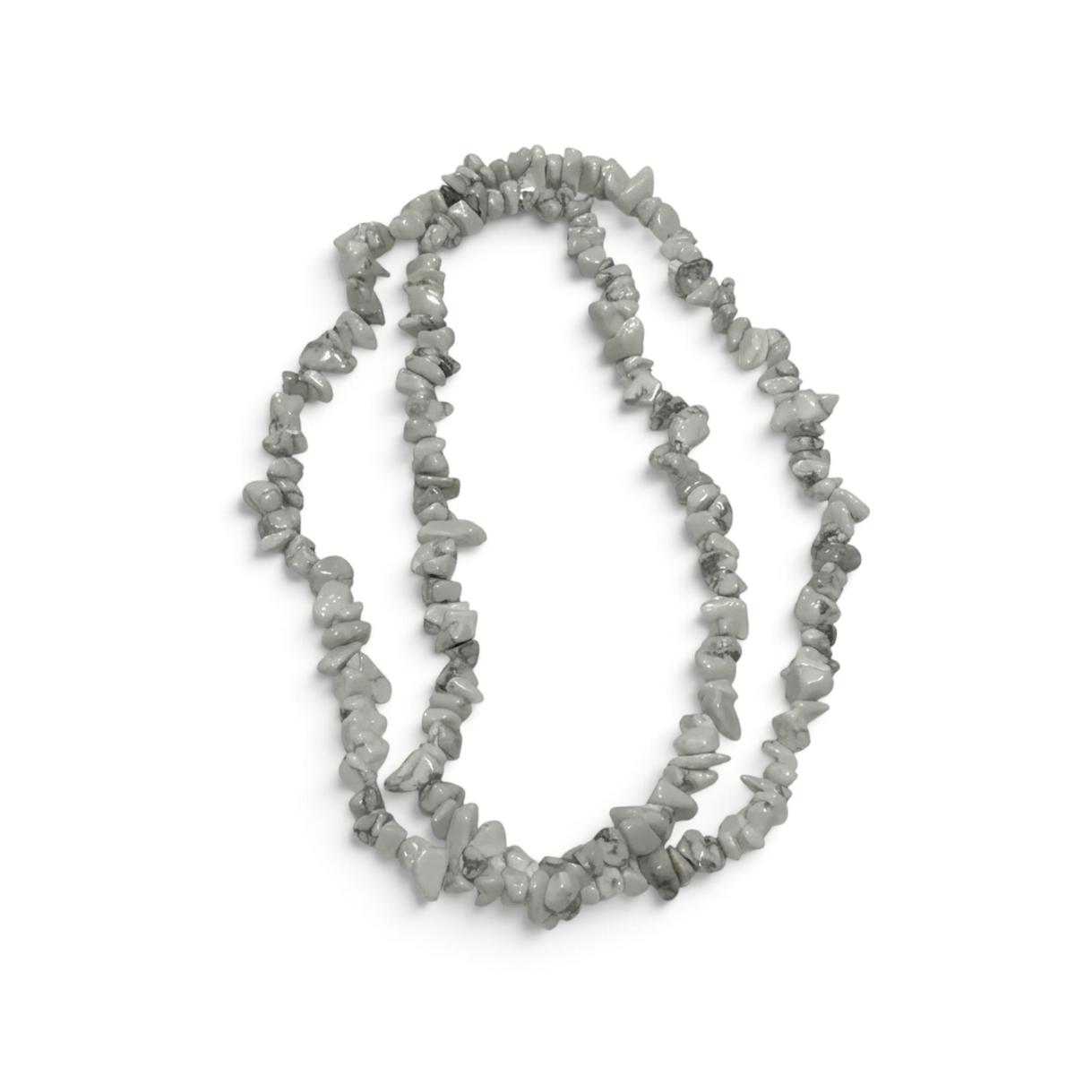 Rare Earth Gallery howlite chip necklace featuring tumbled white and grey stone fragments on a strand