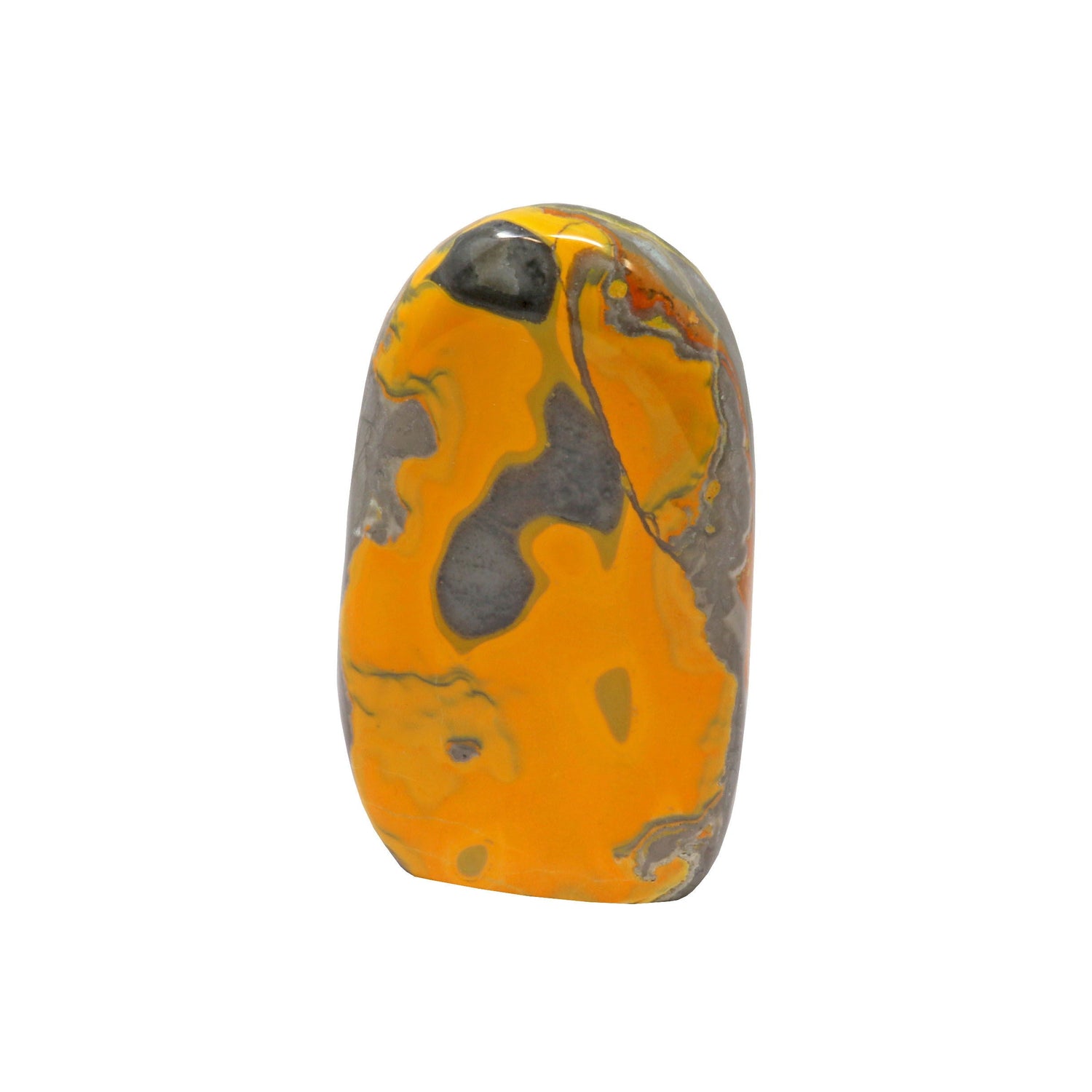 Bumblebee Jasper Freeform Polished Cut Base - Wavy Peach Color Splash