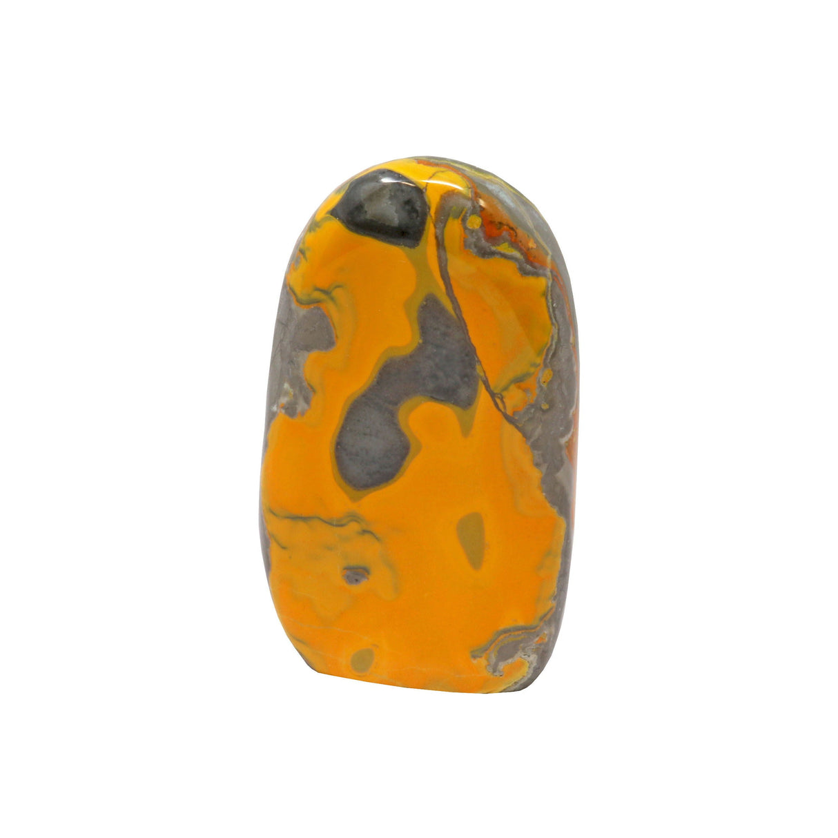 Bumblebee Jasper Freeform Polished Cut Base - Wavy Peach Color Splash