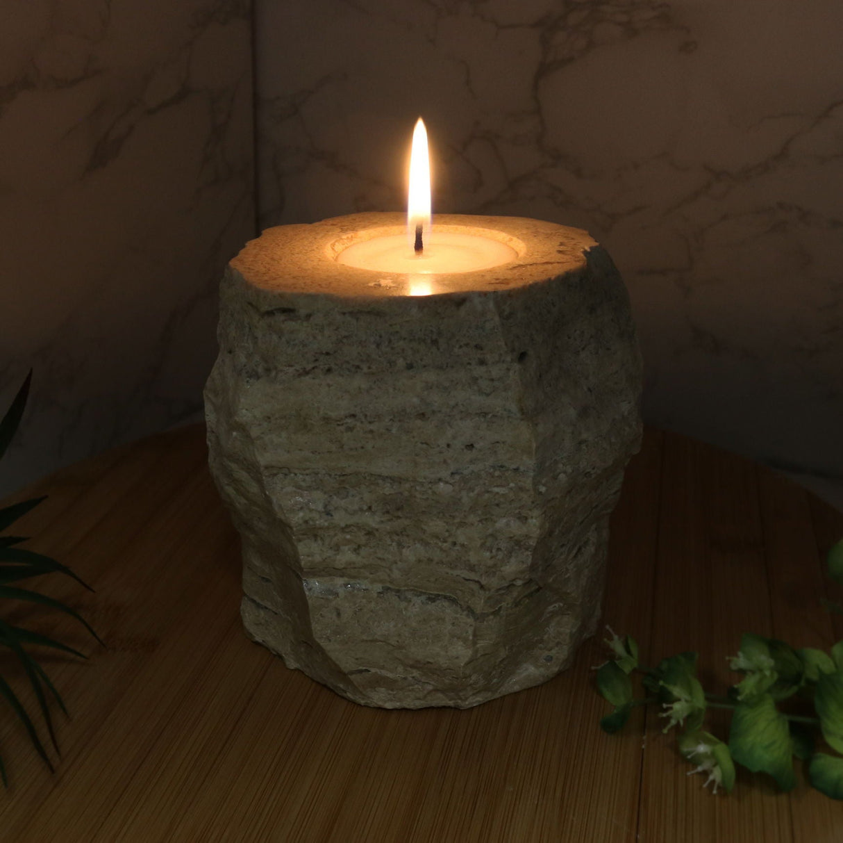 Natural Onyx Candle Holder - Large