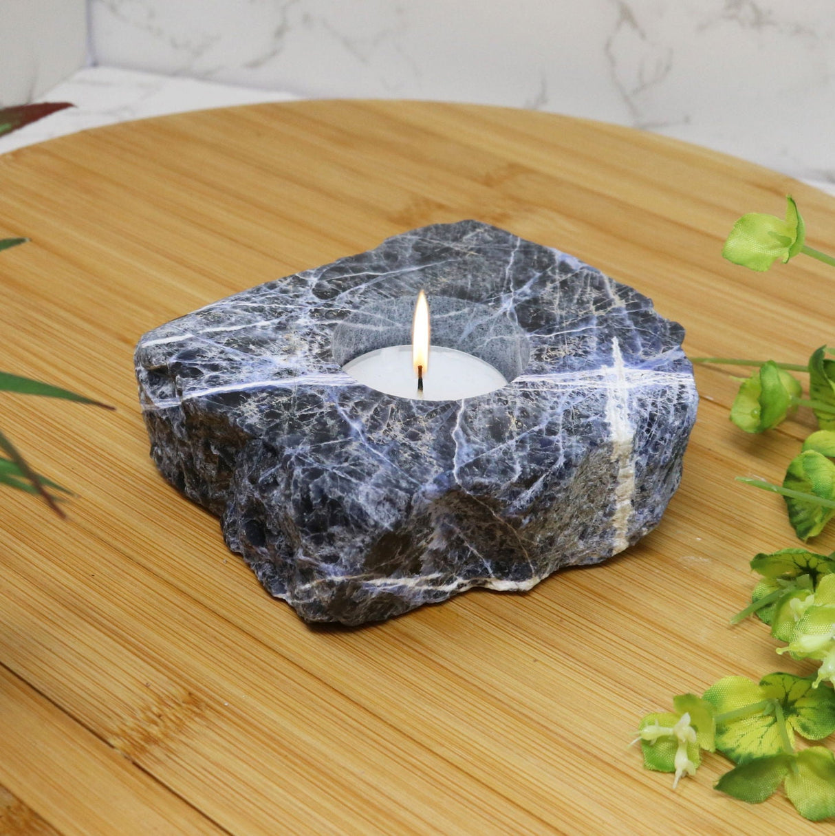 Sodalite Candle Holder - Polished Top