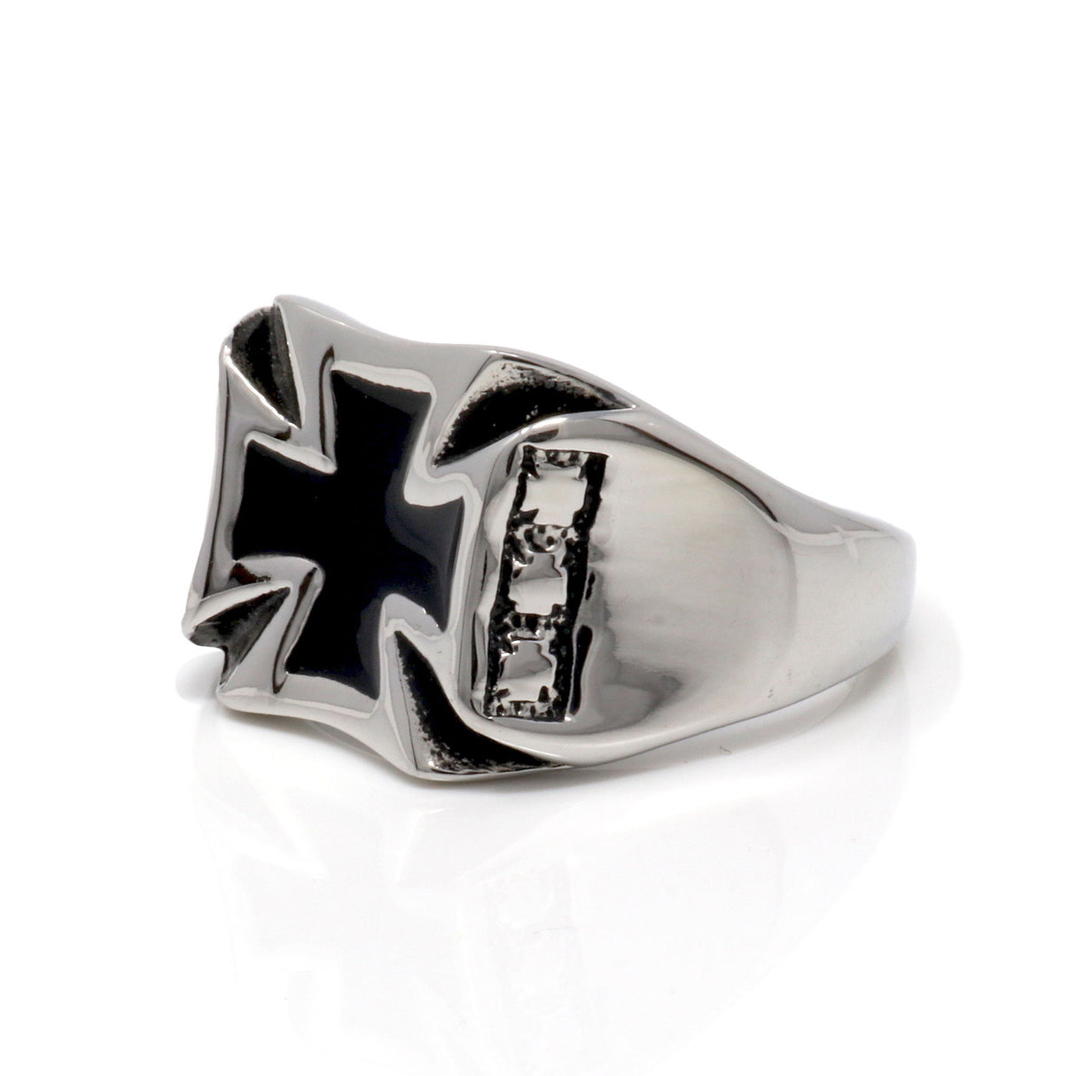 Stainless Steel 5-Point Maltese Cross Ring