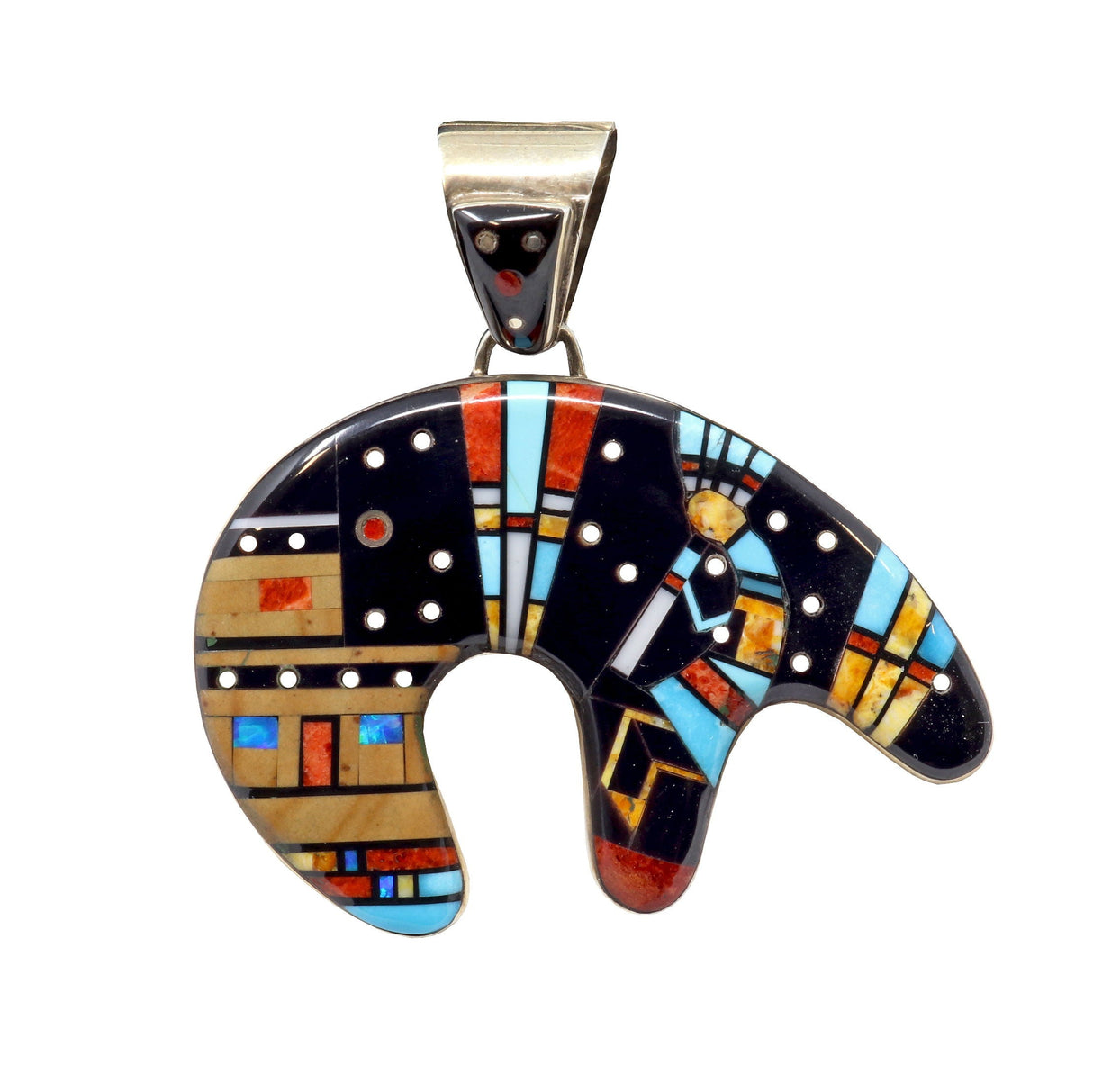 Night Sky Micro Inlay Pendant - Zuni Bear