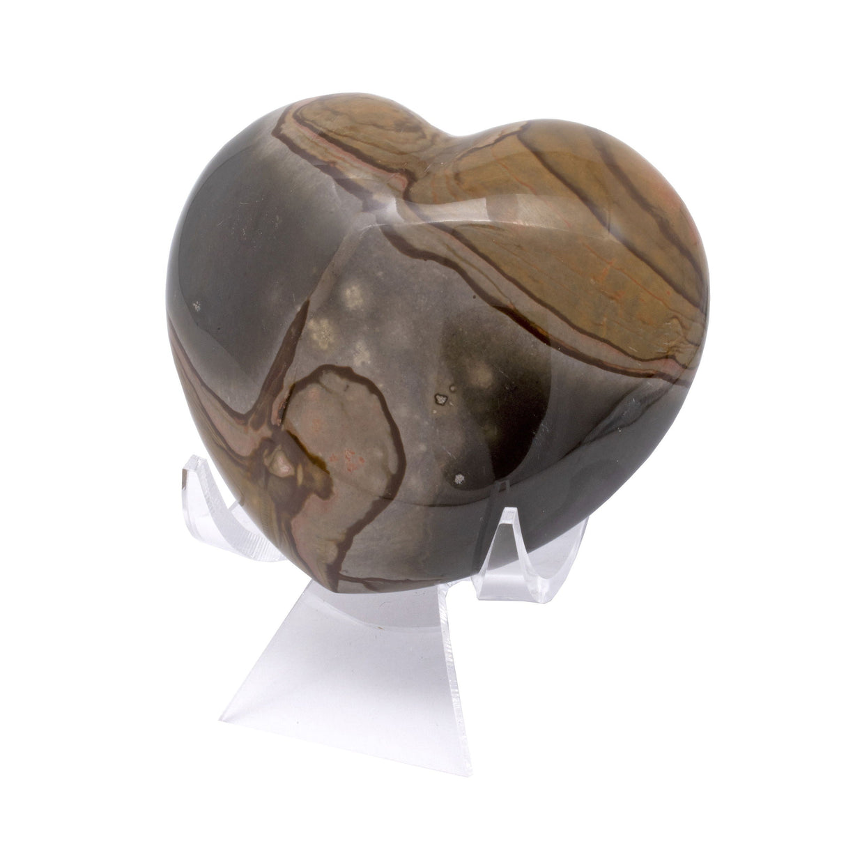 Polychrome Jasper Heart in Lucite Cluster Stand