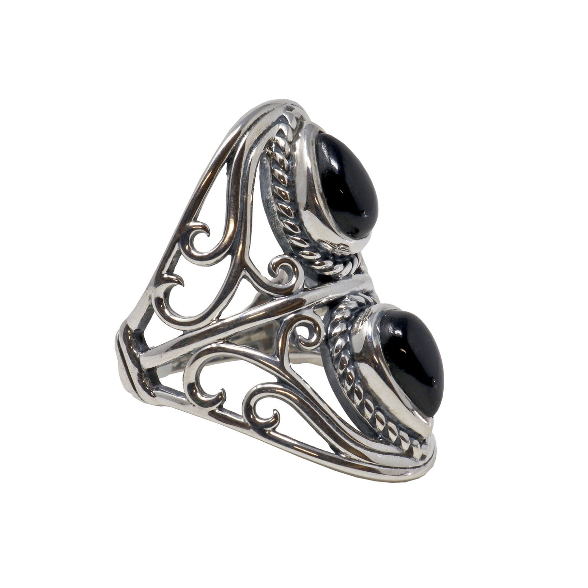 Black Onyx Ring Size 8 - 2 Pears