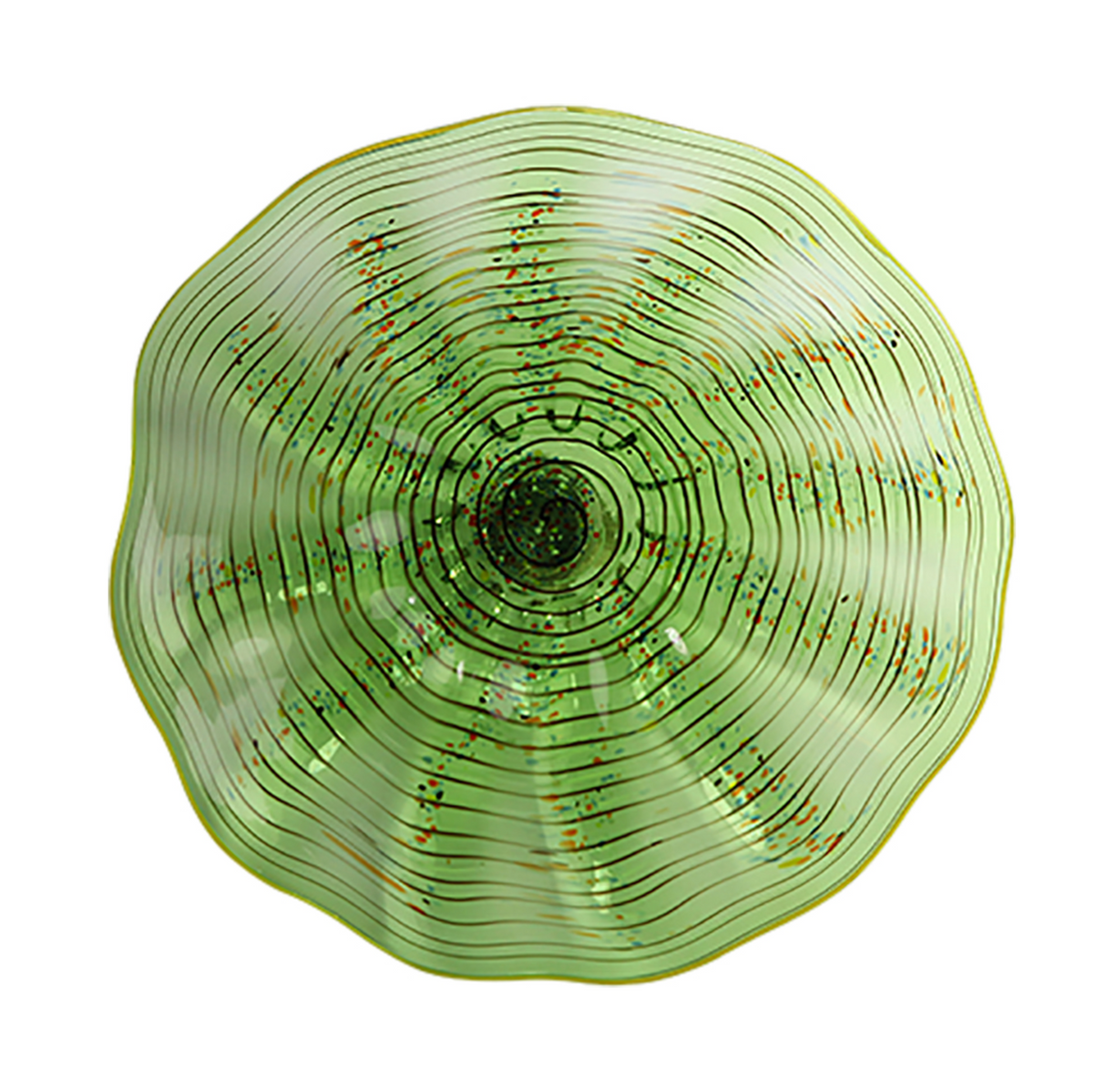 Wall Plate Medium - Green Swirl with Yellow Edge