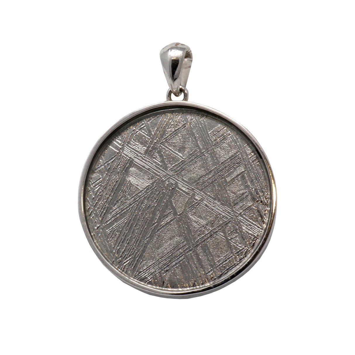 Muonionalusta Meteorite Pendant - Circle with Flower of Life - Sacred Geometry