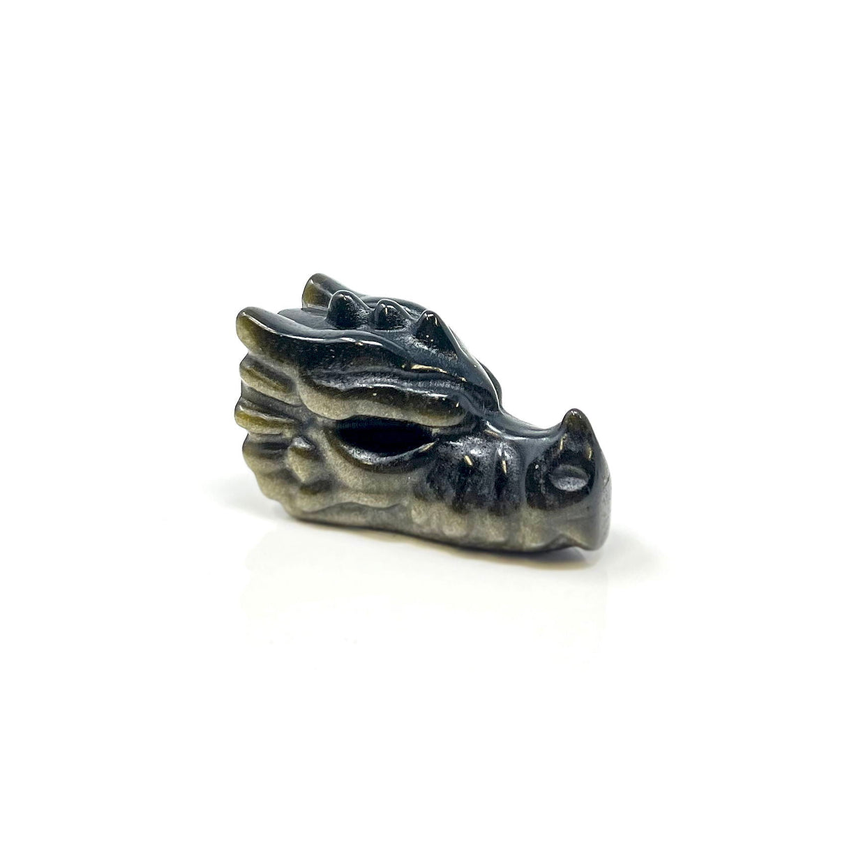 Silver Sheen Obsidian Dragon Skull Carving (Sold in Singles)