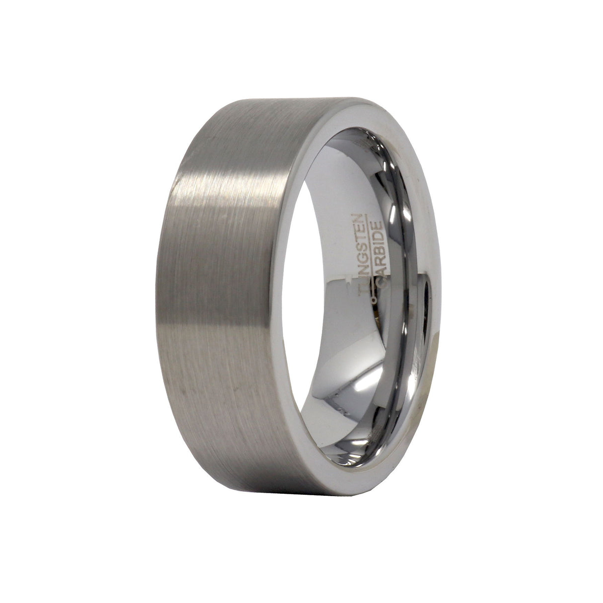 8mm Tungsten Ring with Brushed Pipe Cut