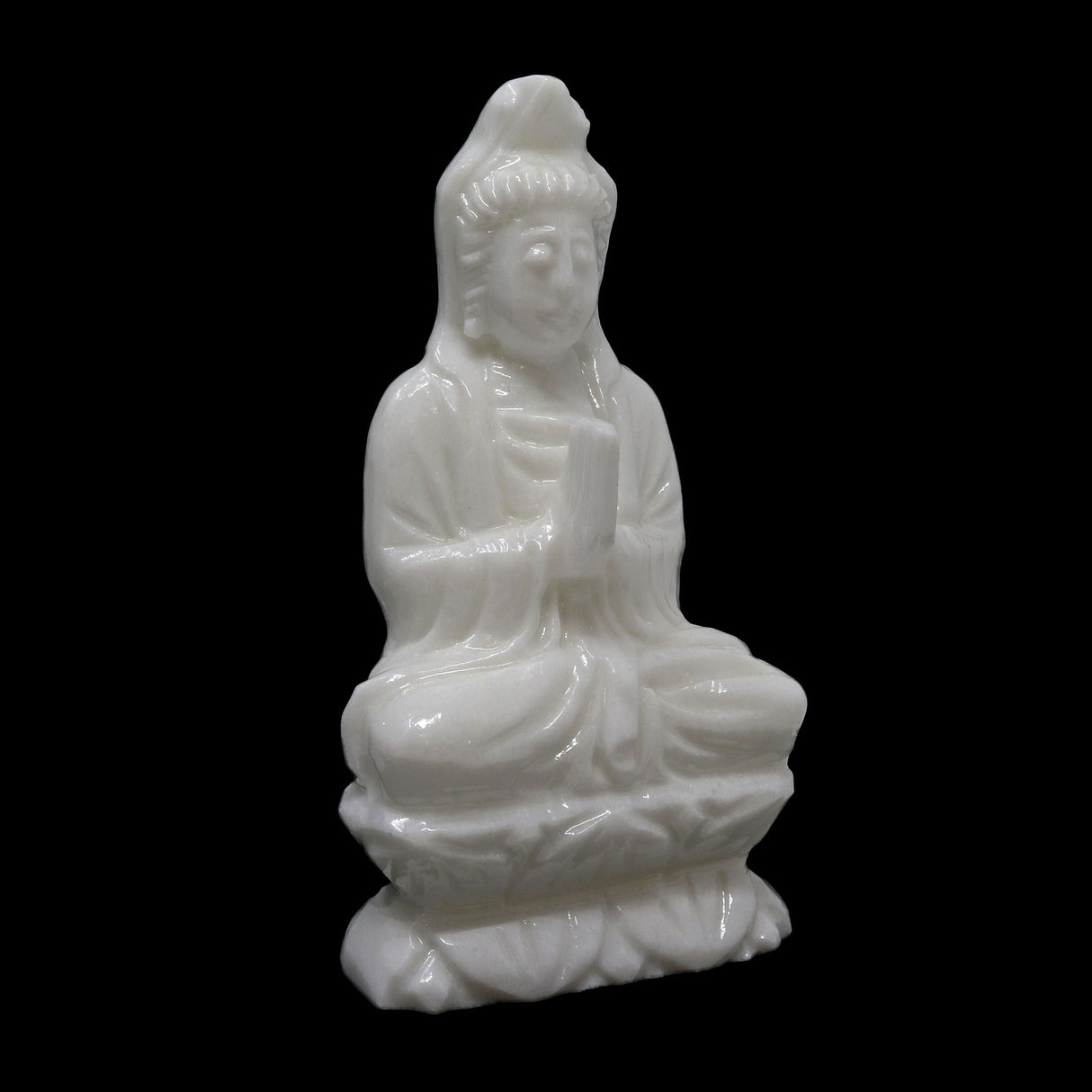 Kwan Yin Of Crystalized Marble - Sitting 6"