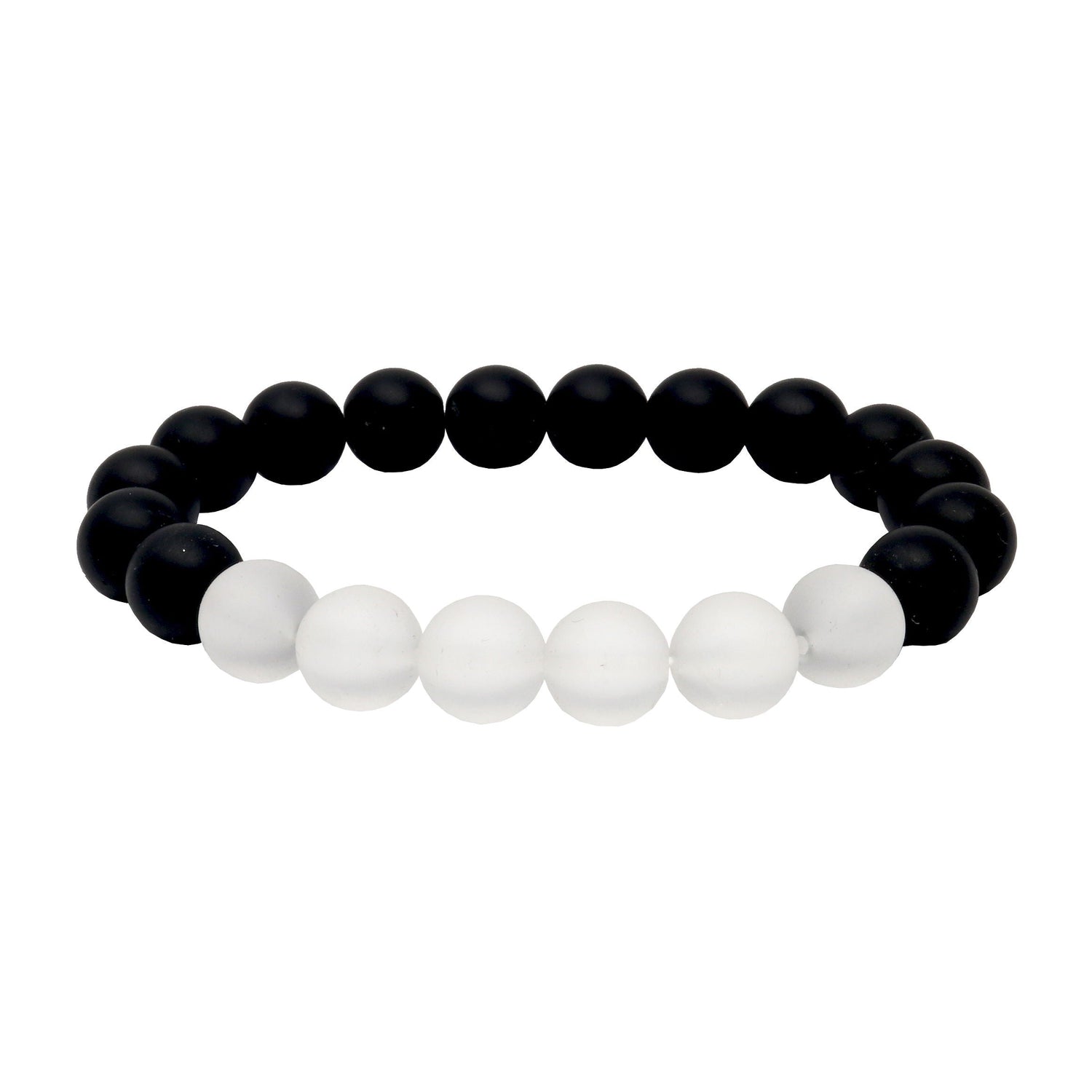 Black Onyx & Quartz Matte Finish 8mm Beaded Bracelet