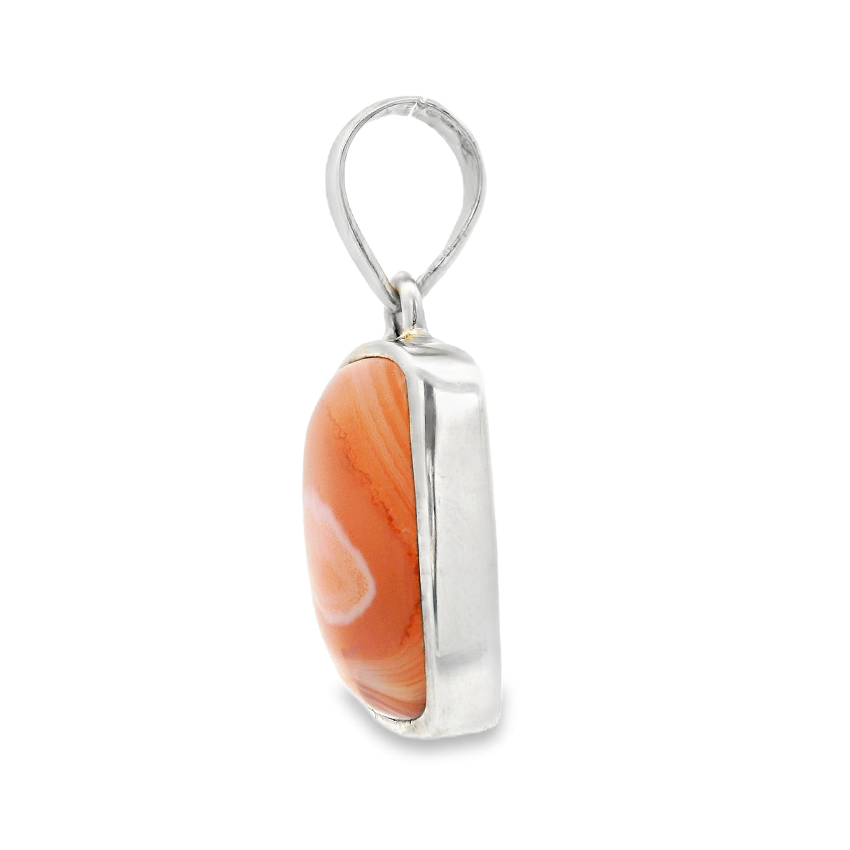 Carnelian Pendant - Simple Rectangle Cabochon With Silver Bezel