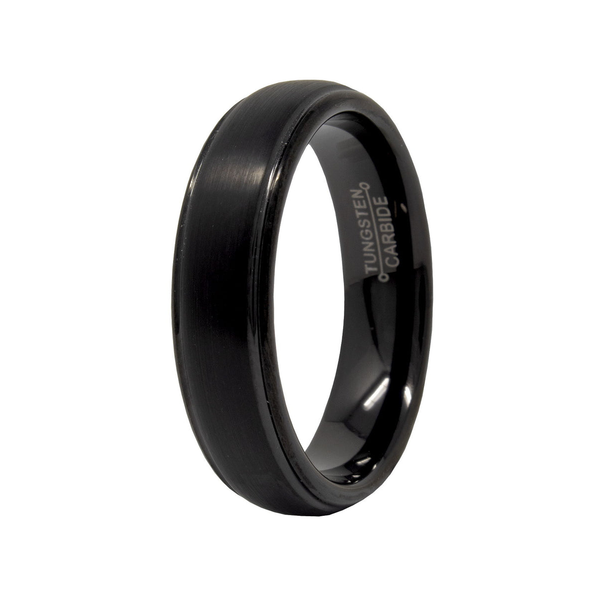 6mm Tungsten Ring with Domed Black Brushed Center