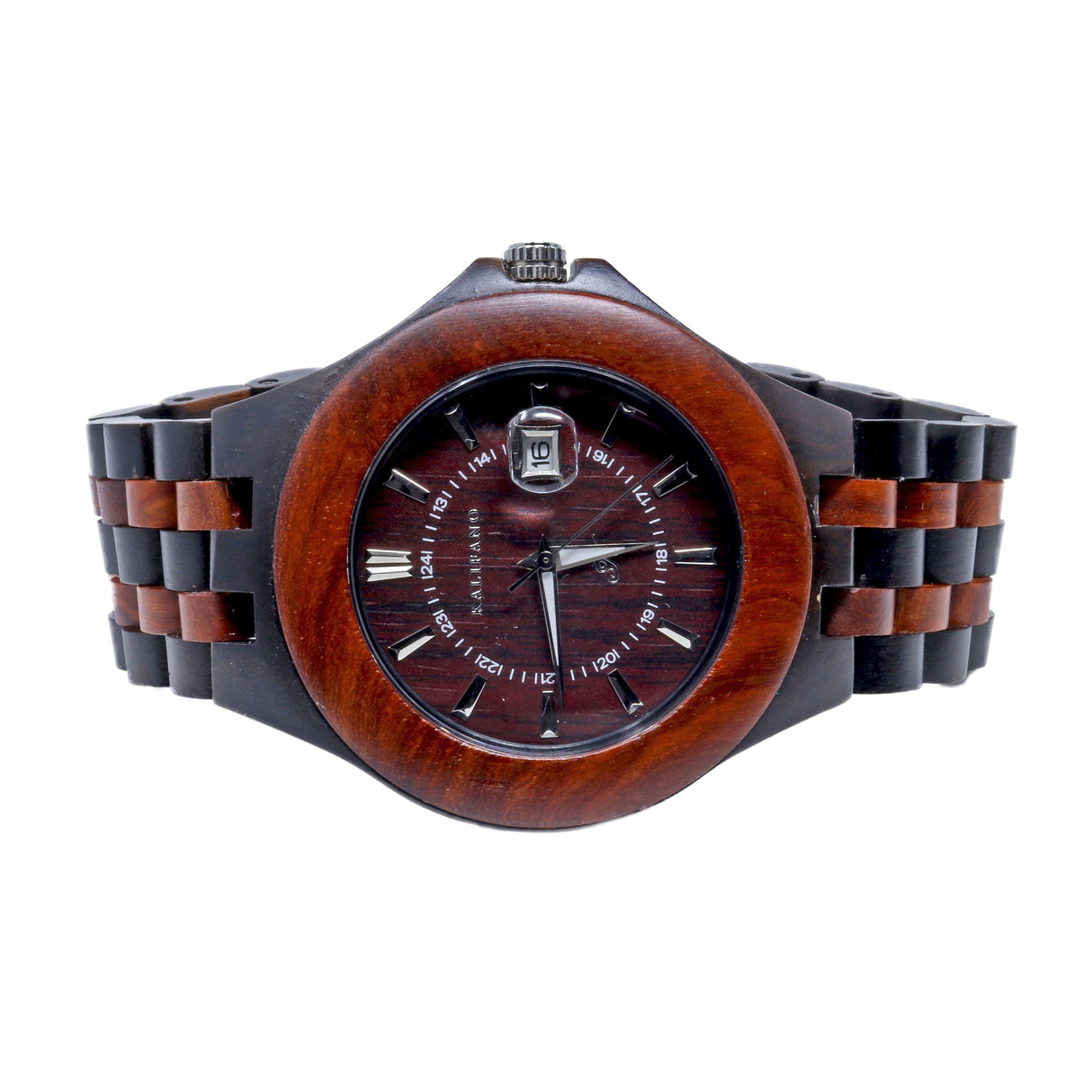Black & Red Sandalwood Watch with Bamboo Box