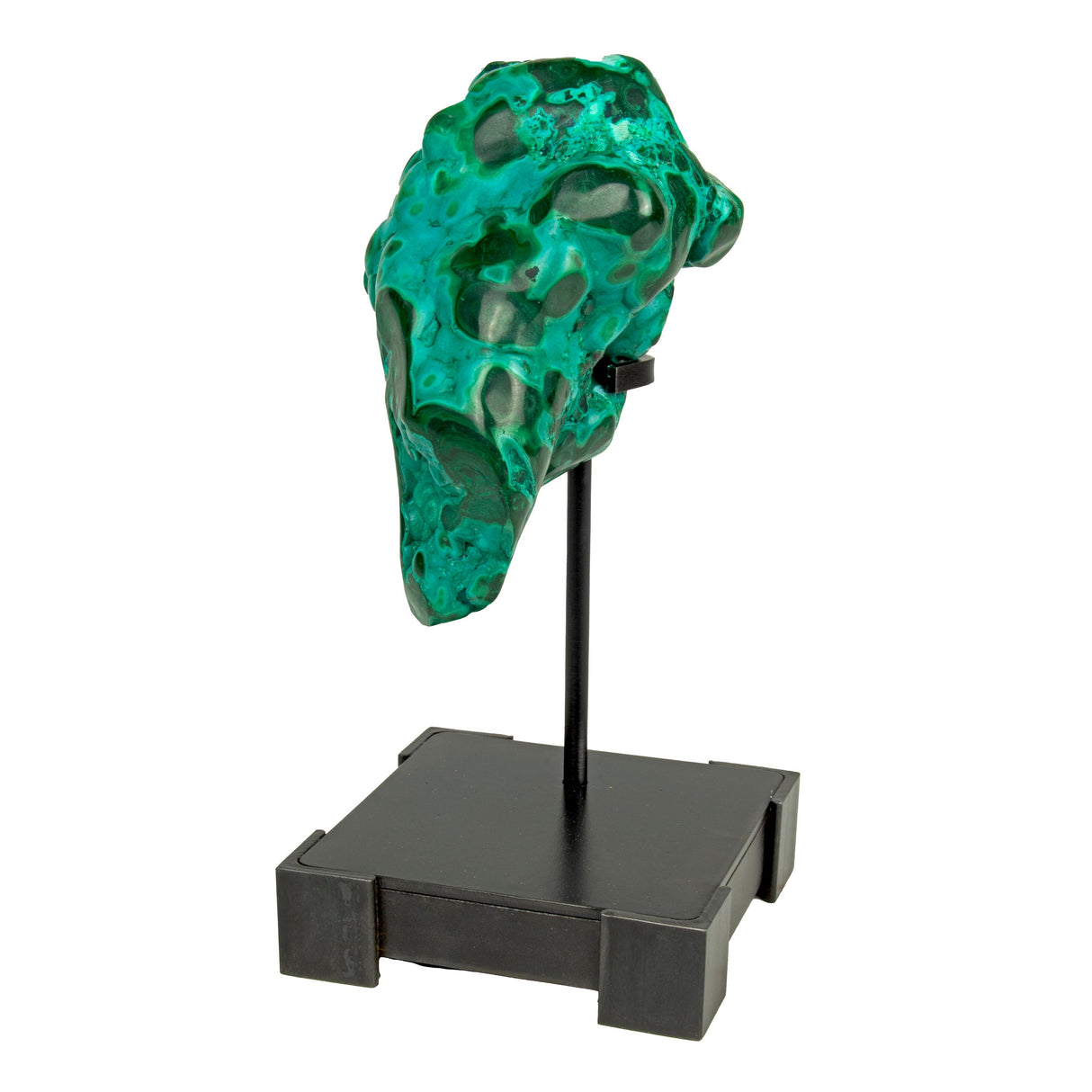 Chrysocolla Malachite Polished Freeform on Custom Stand with Vug at Bottom