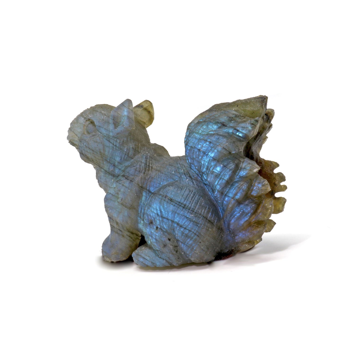 Labradorite Carving - Squirl with Blue Flash