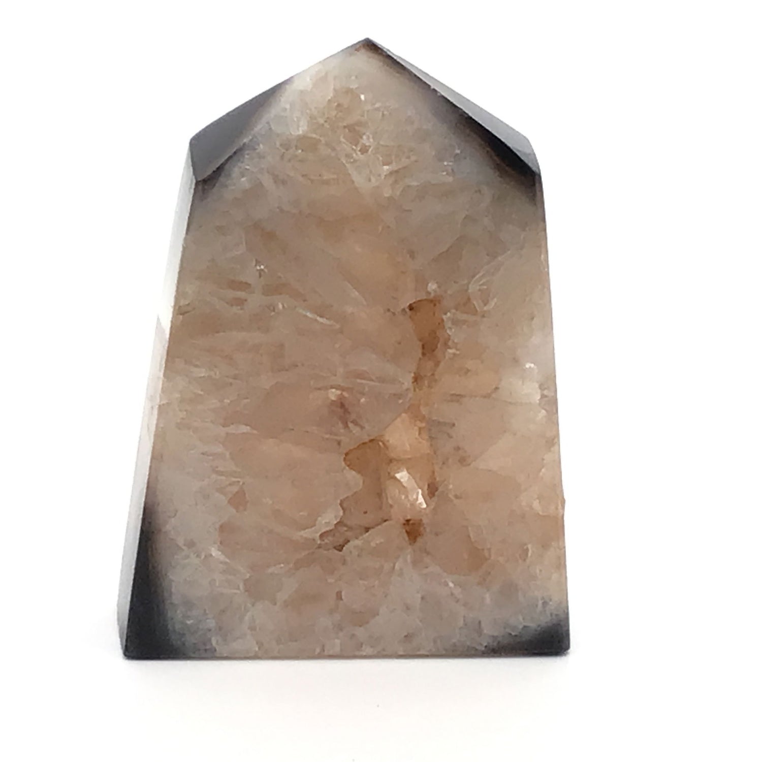 Black Agate Tower Point - Cut & Polished with Druze