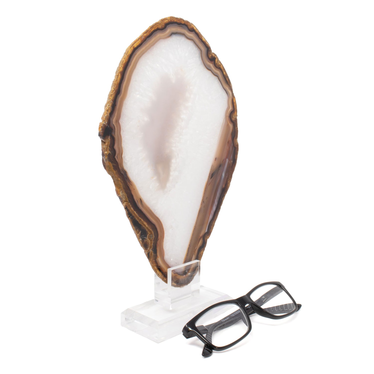 Carnelian Agate Slice on Acrylic Screw Stand - Classic Quartz Center