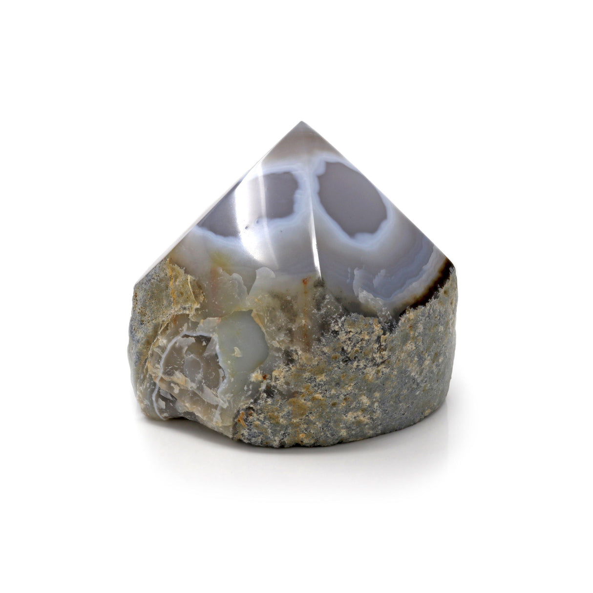 Agate Cut Point - Gray Agate with White Outlined Circles from Brazil