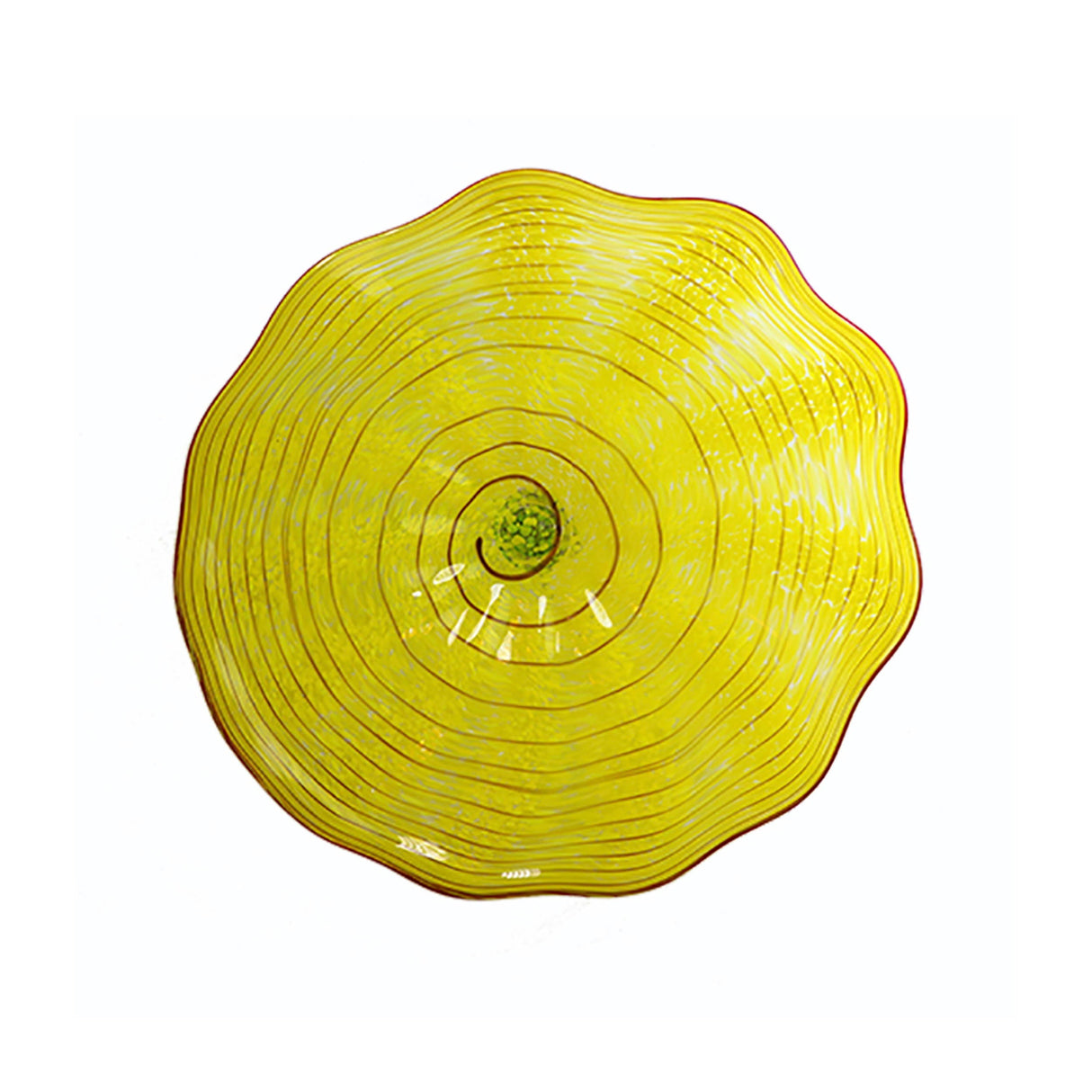 Wall Plate Small - Yellow Swirl with Red Edge