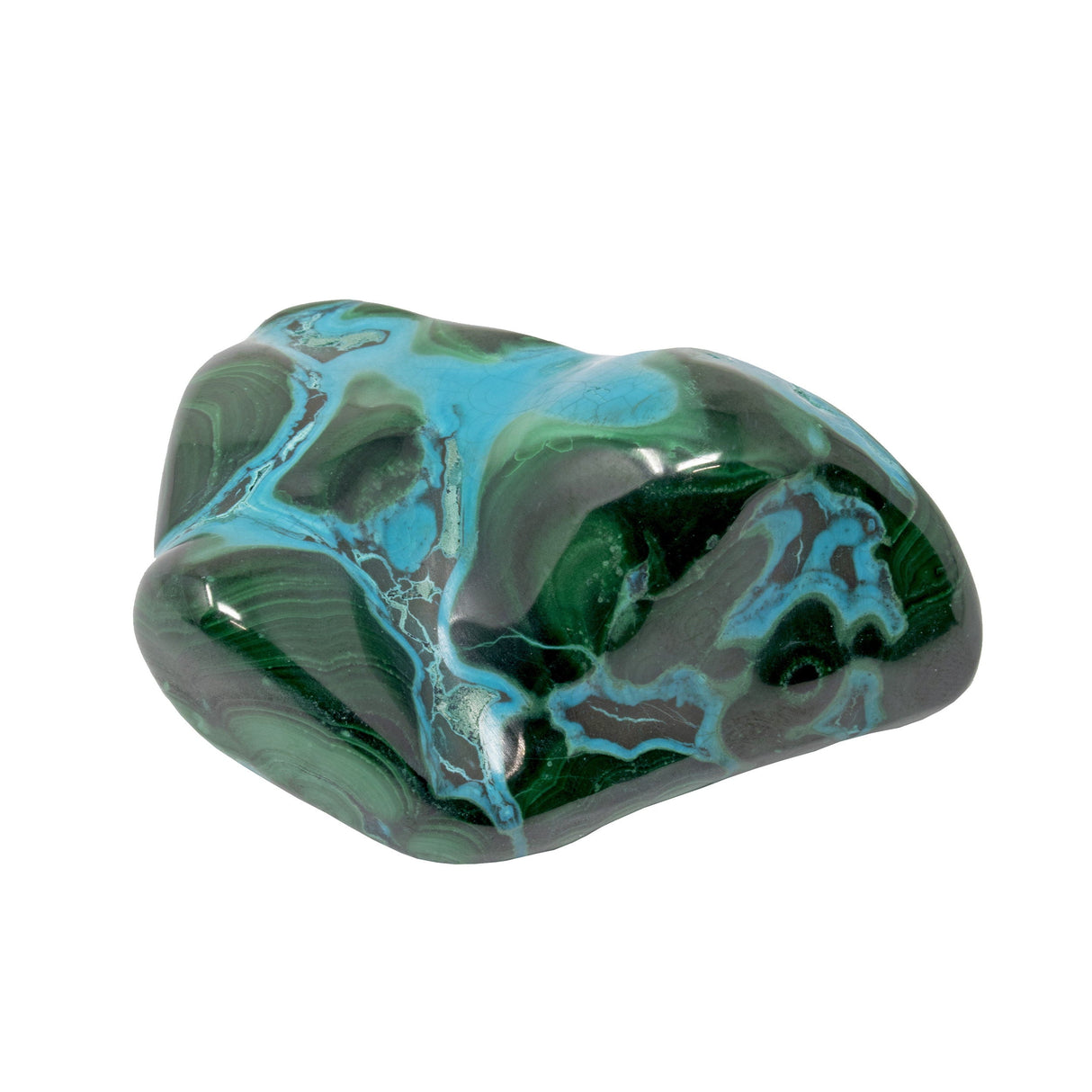 Chrysocolla Malachite Freeform Polished on Lucite Stand