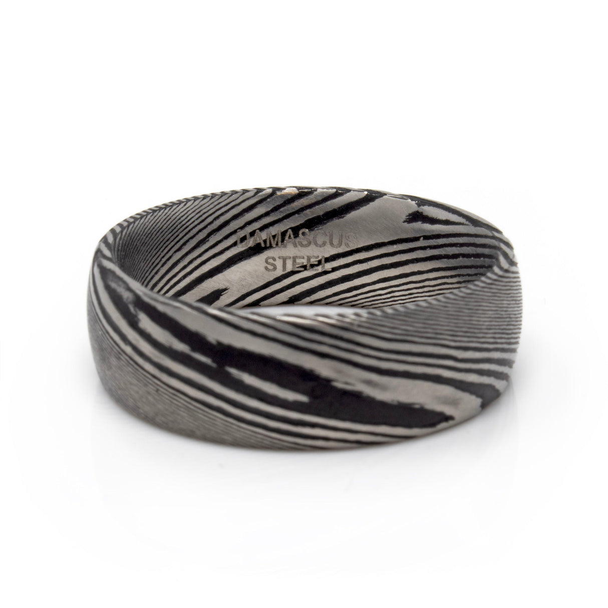 Damascus Tungsten Ring Size 12 - Black & Steel Tone