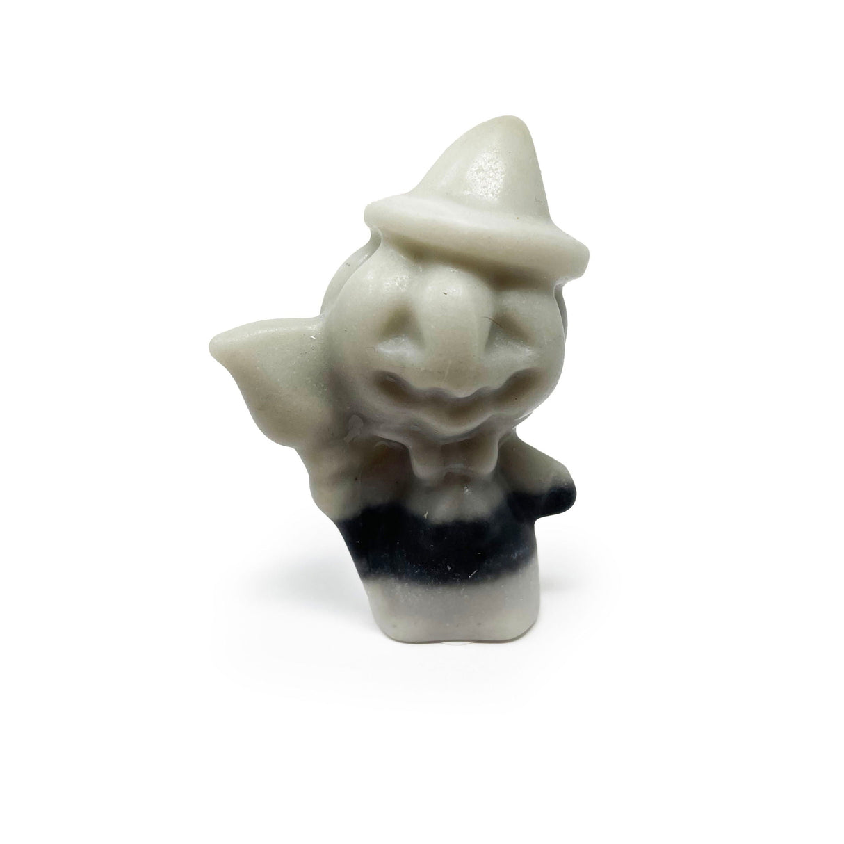 Zebra Jasper Jack-o-lantern Carving with Pointed Hat & Broom - Sold in Singles