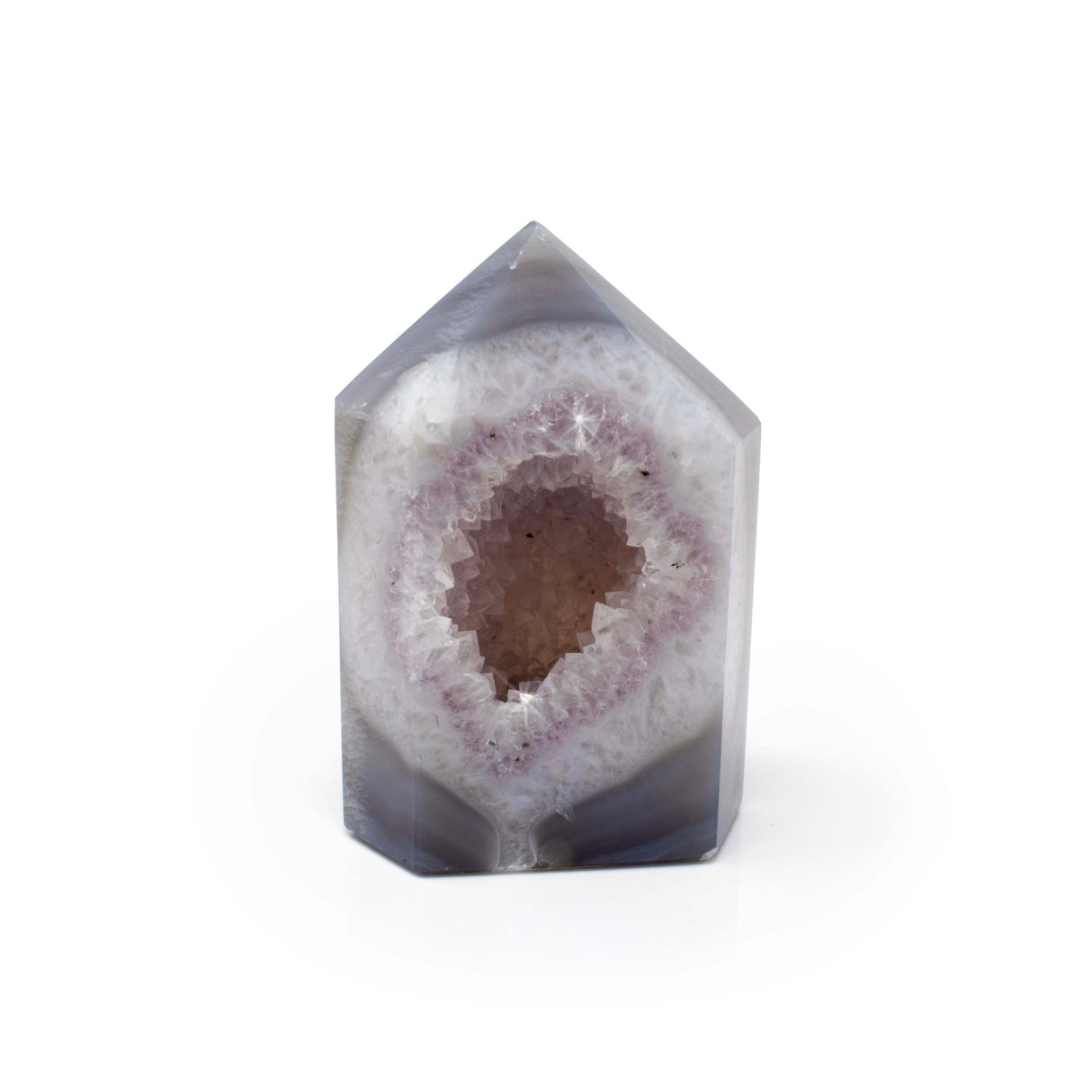 Agate Point - Cut & Polished with Druze Center & Layered Agate from Brazil