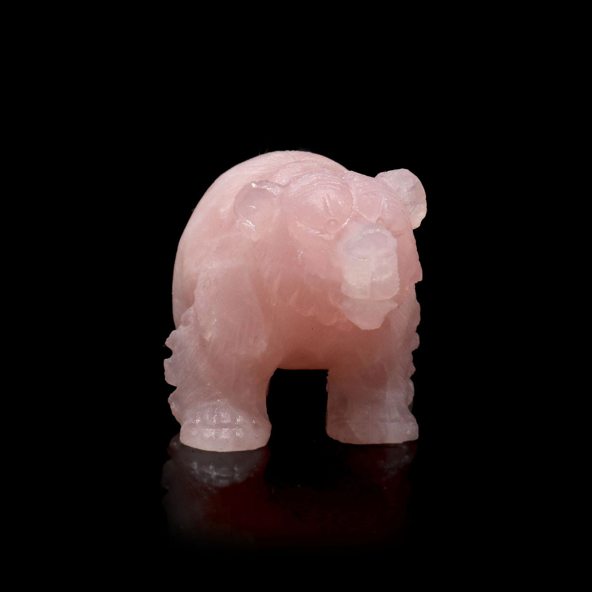 Rose Quartz Carving - Bear Matte Finish