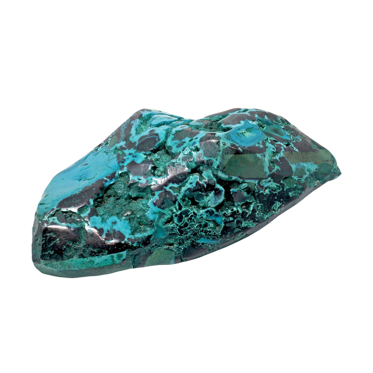 Chrysocolla Malachite Freeform Polished - Flowering Pattern on Lucite Stand