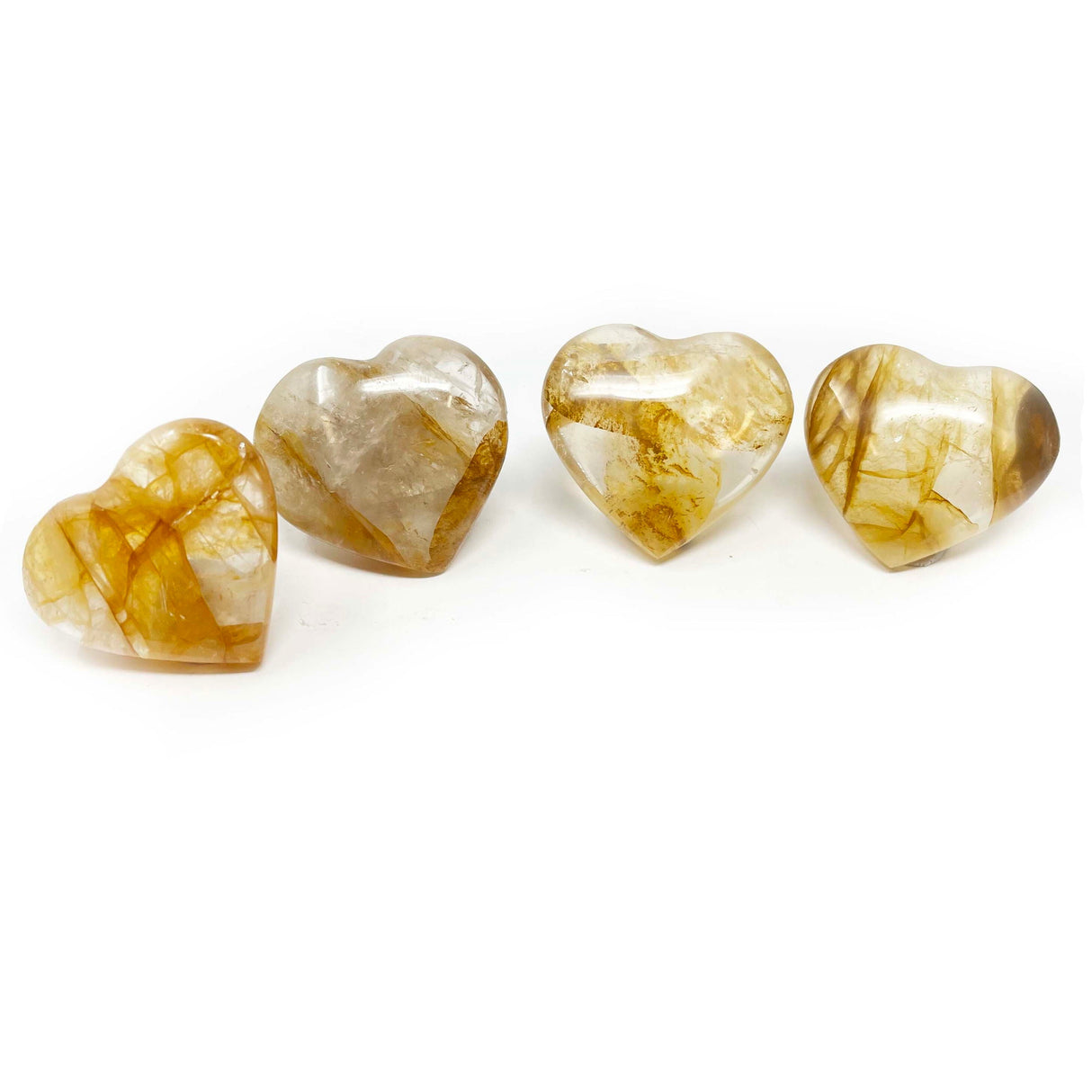 Yellow Golden Healer Quartz Flat Heart