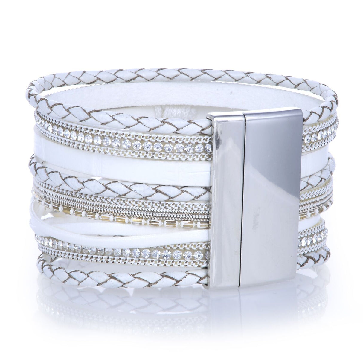 Tree of Life White Multi Wrap Bracelet - Sacred Geometry with Magnetic Clasp