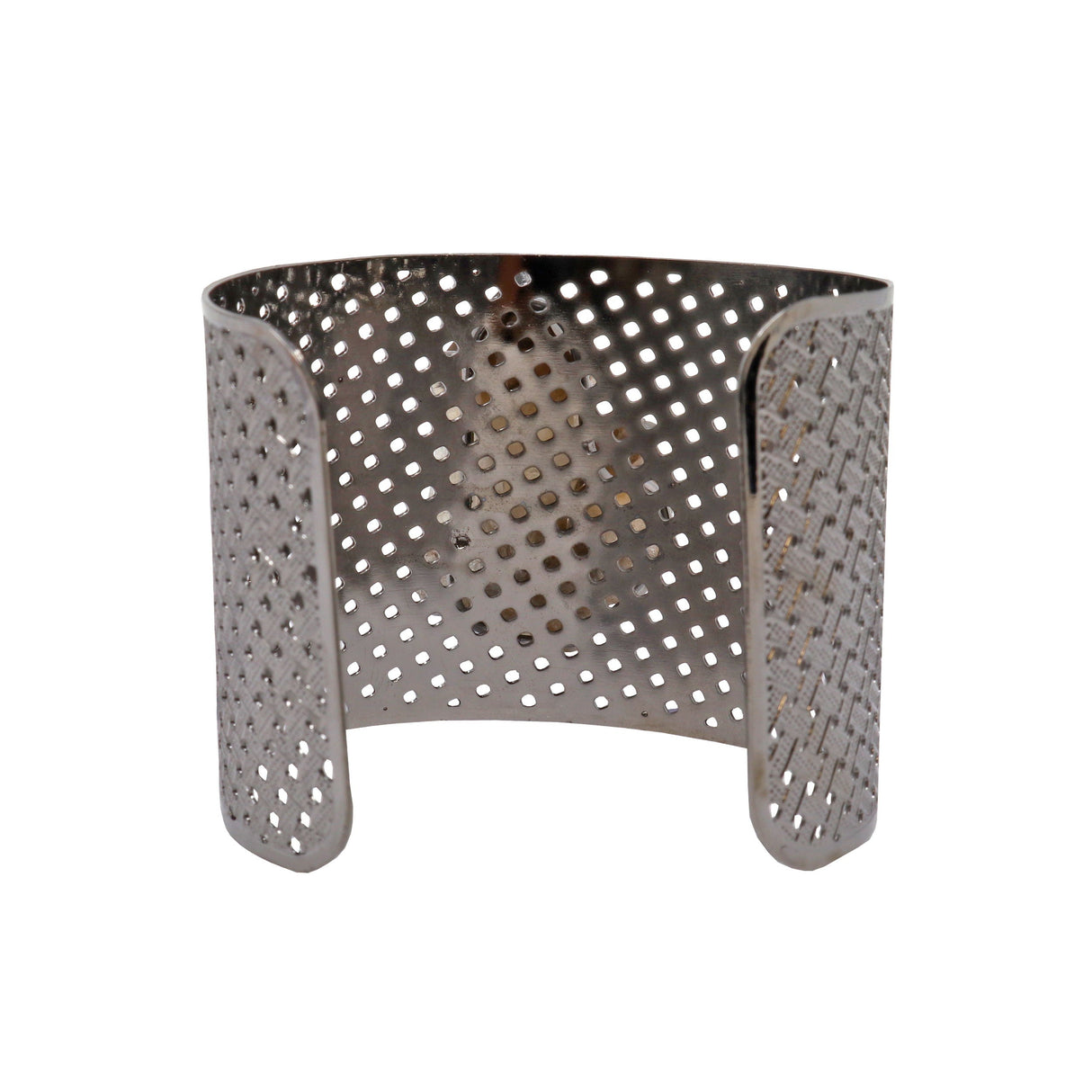 Smoky Quartz Cluster Cuff Bracelet - Prong Set Ruthenium Plated Wide Band