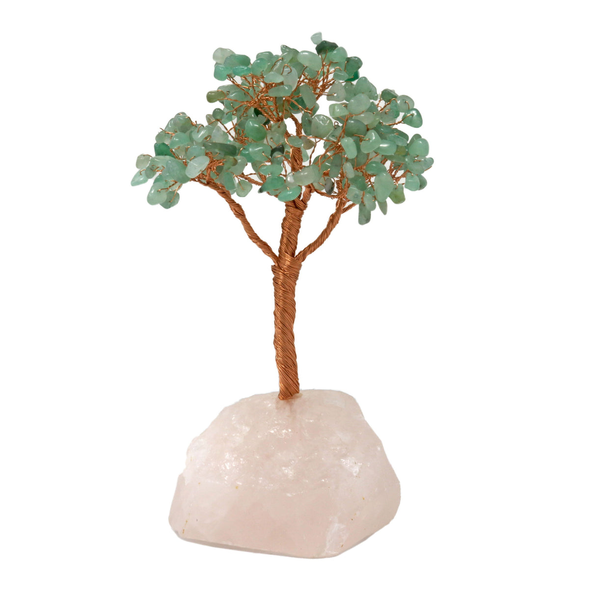 Gemstone Beaded Crystal Tree On Rose Quartz Base