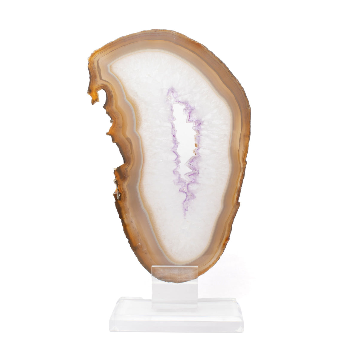 Amethyst & Carnelian Agate Slice on Acrylic Screw Stand