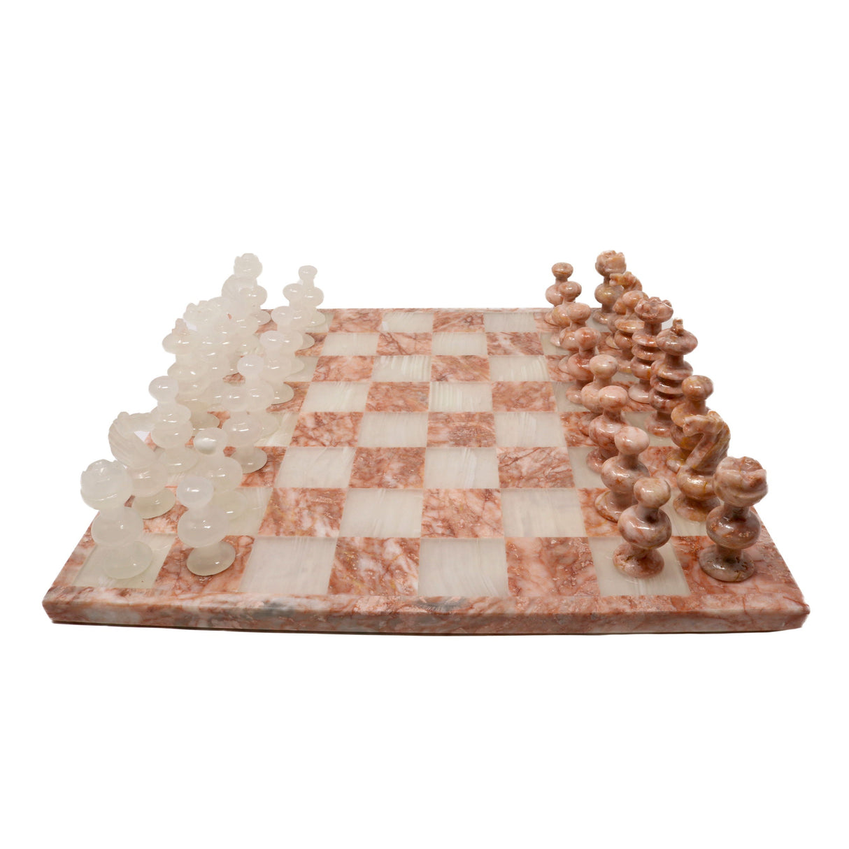 Hand Carved Mexican Onyx Stone Chess Set - Small 7.5"