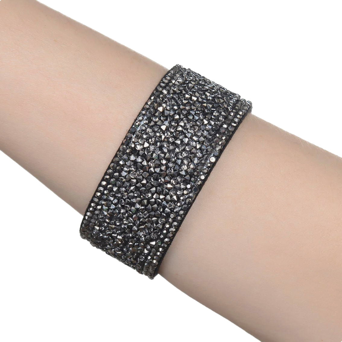 Narrow Crystal Wrap Bracelet - Gray Angular Shapes with Magnetic Clasp