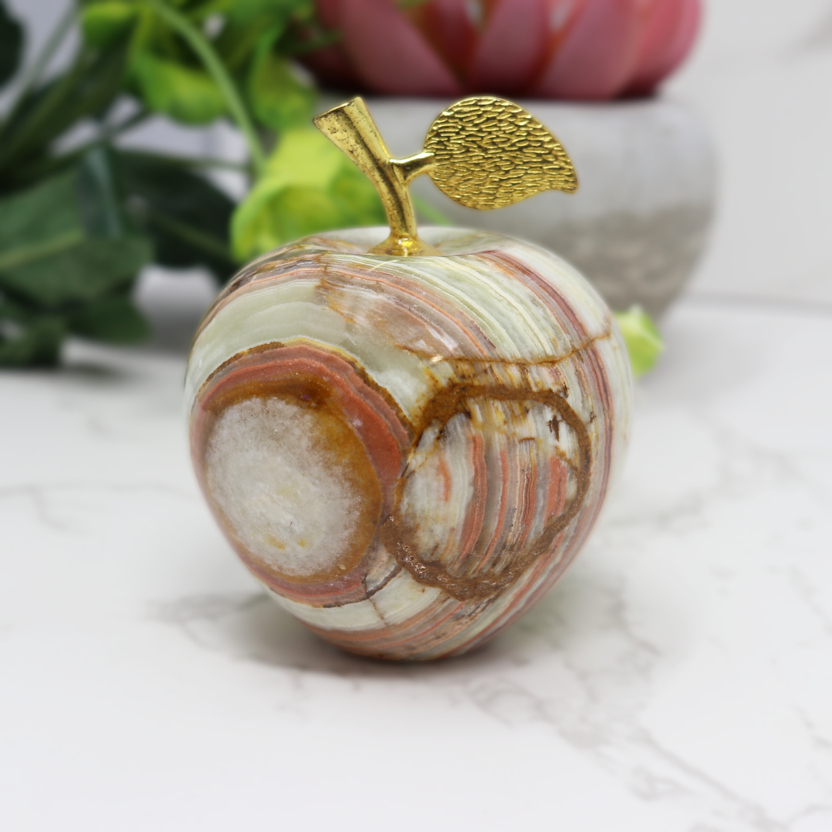 Green Talan Onyx Apple Carving (Sold in Singles)
