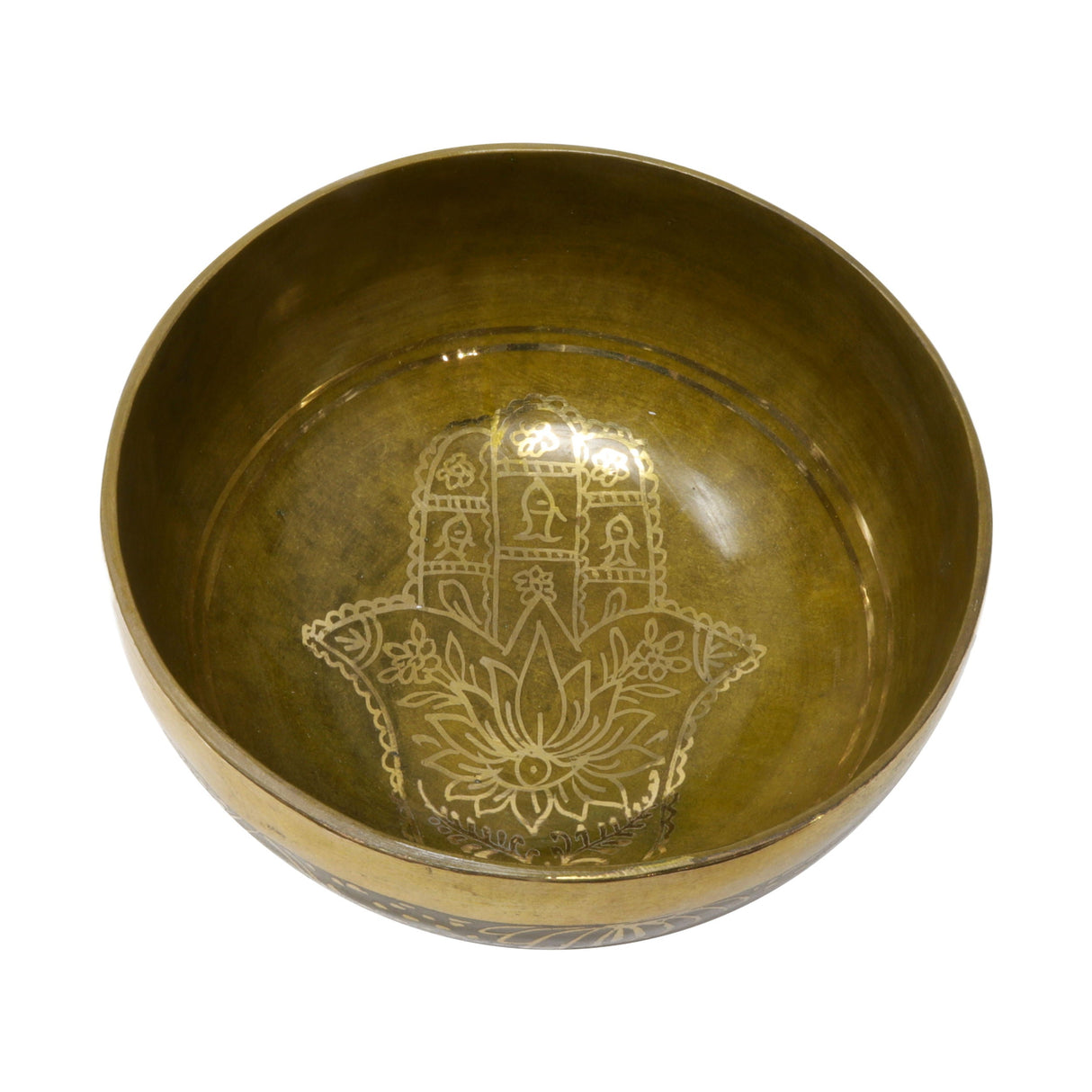 Brass Singing Bowl - Fatima Hand 6" with Wooden Striker