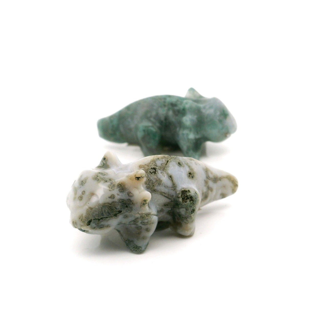Moss Agate Axolotl Carving - Mini - Sold In Singles