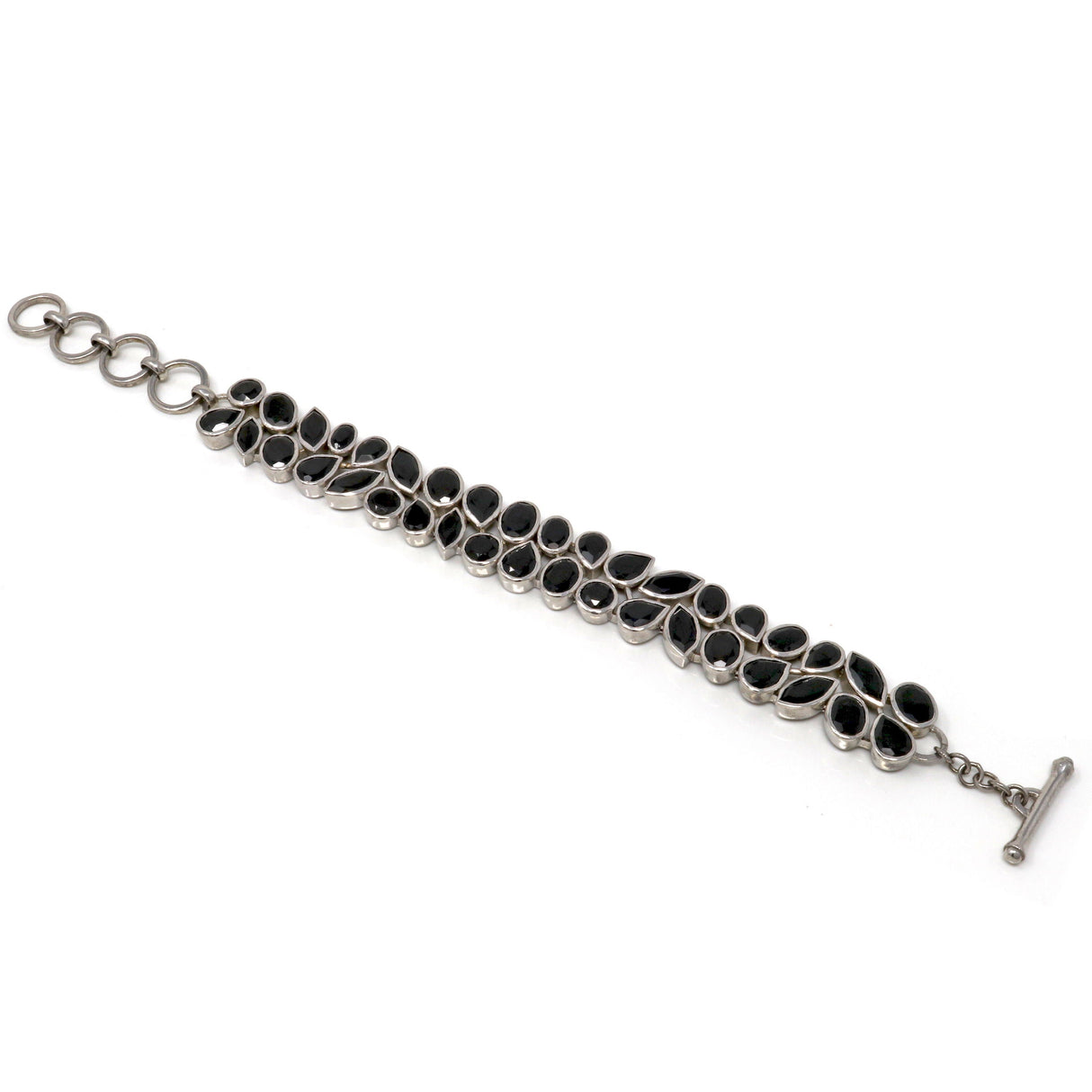 Black Spinel Bracelet -Faceted with Hollow Under Carriage