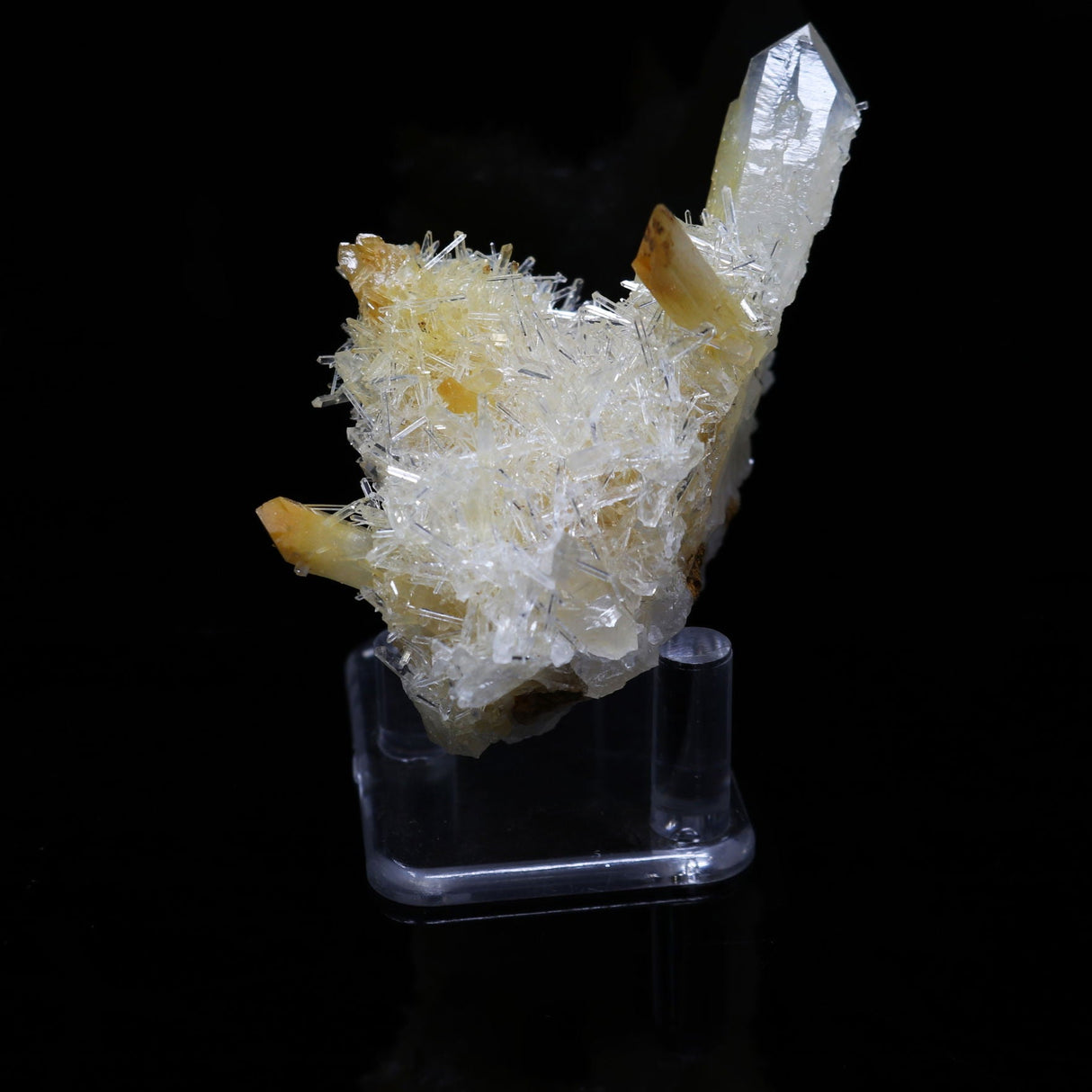 Mango Quartz Cluster on Acrylic Stand from Colombia