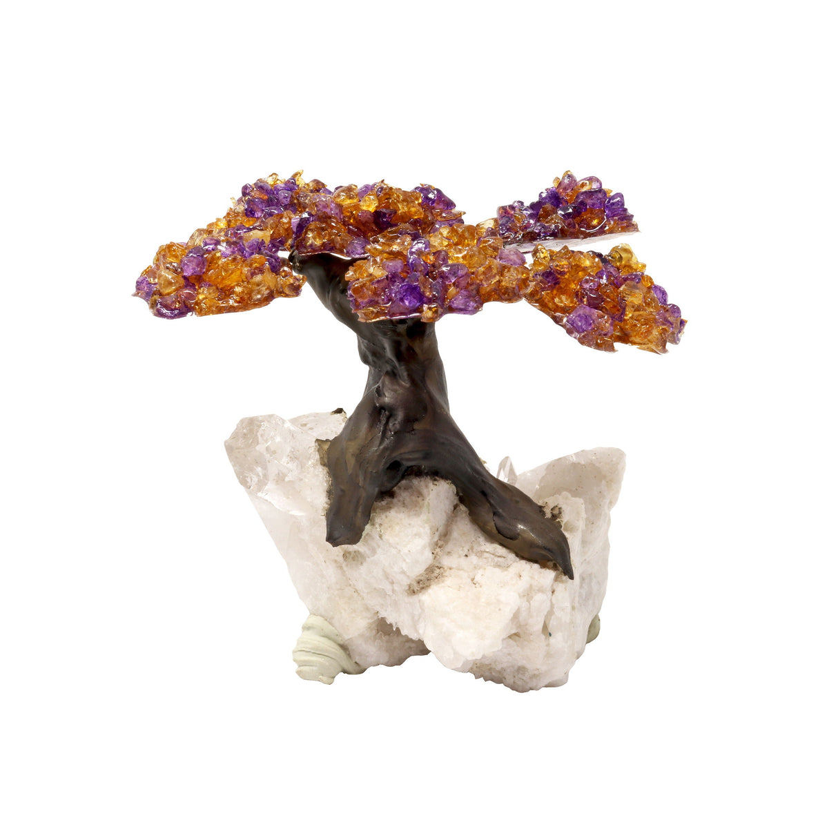 Ametrine Gemstone Tree with Quartz Base