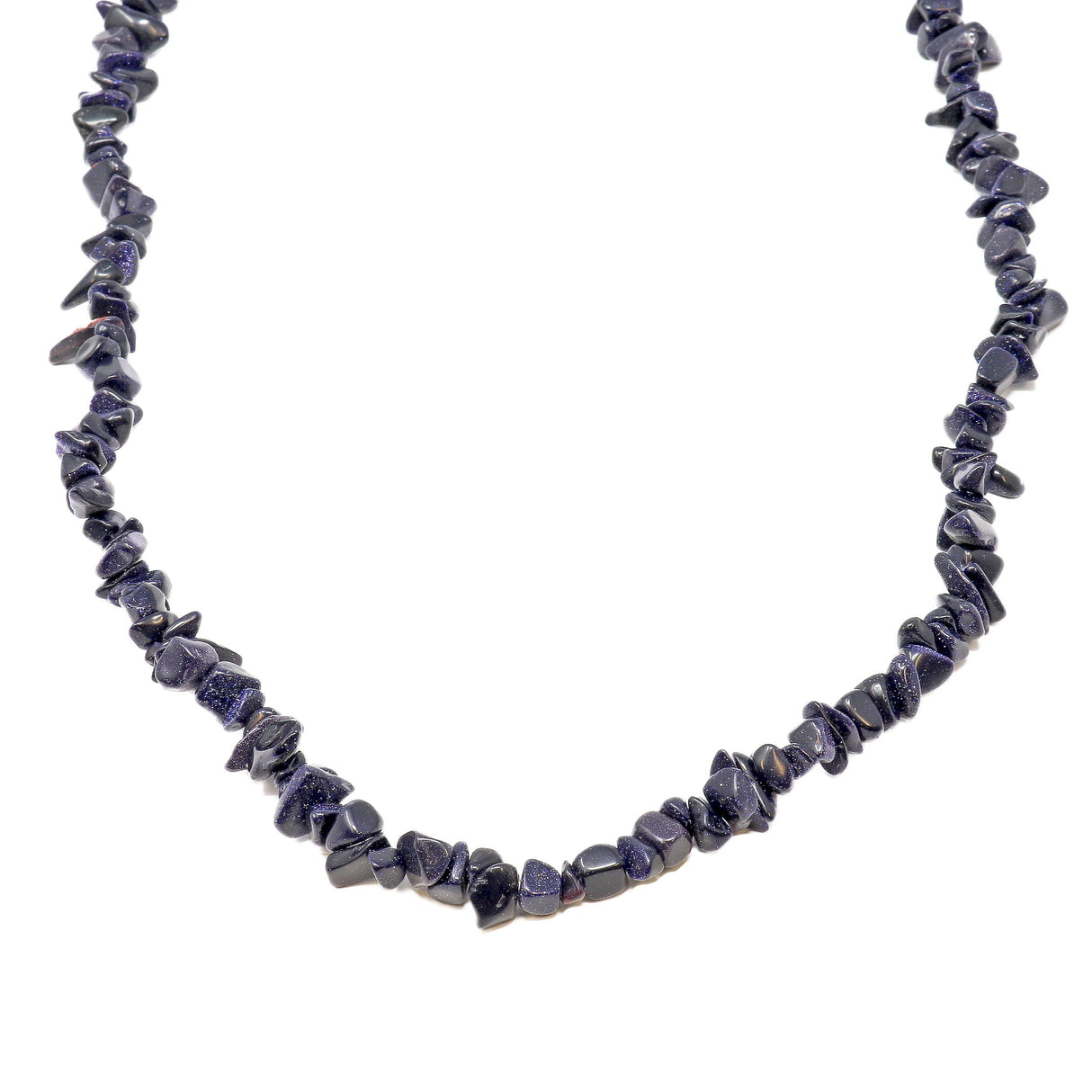 Blue Goldstone Chip Necklace 36"