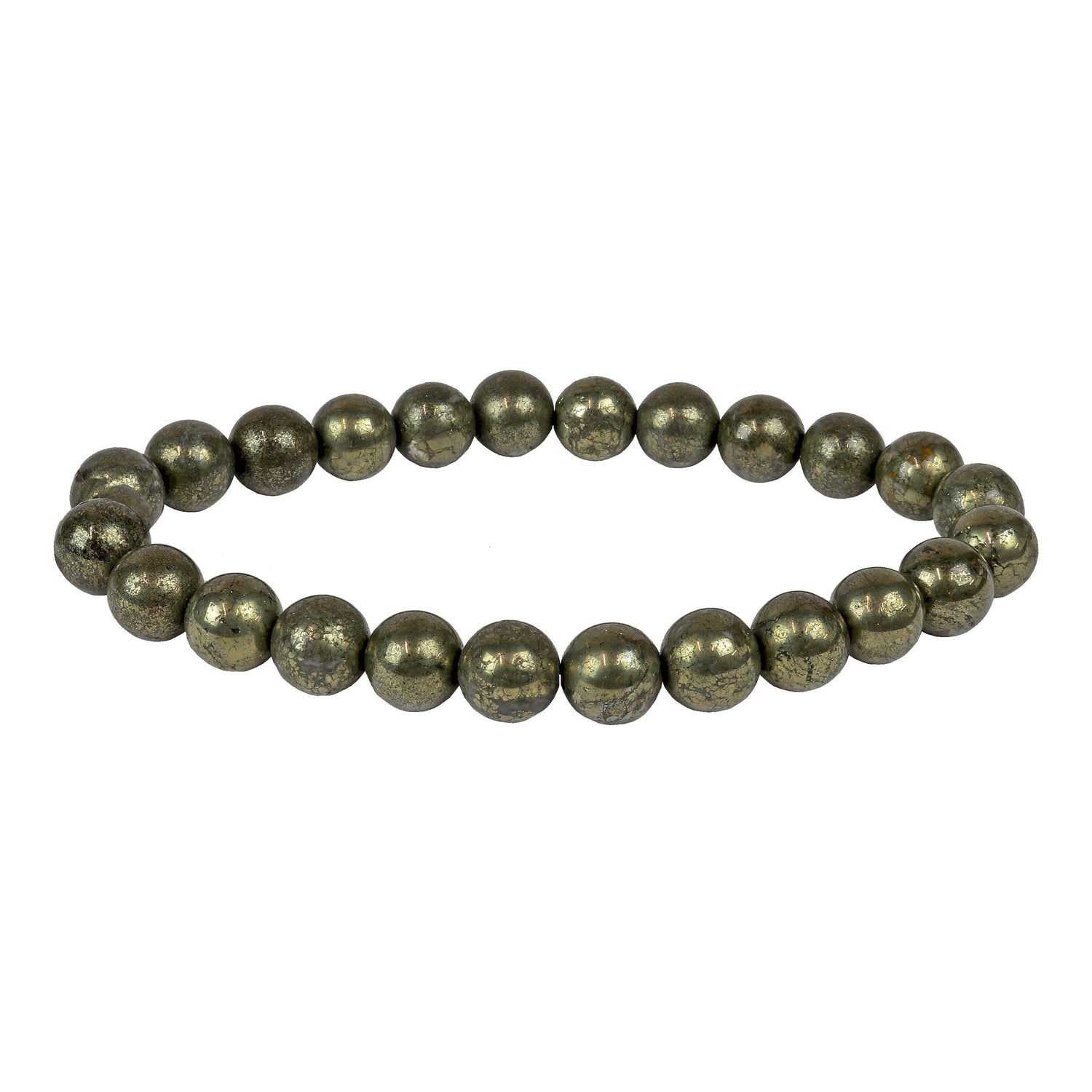 Pyrite 8mm Round Beaded Bracelet